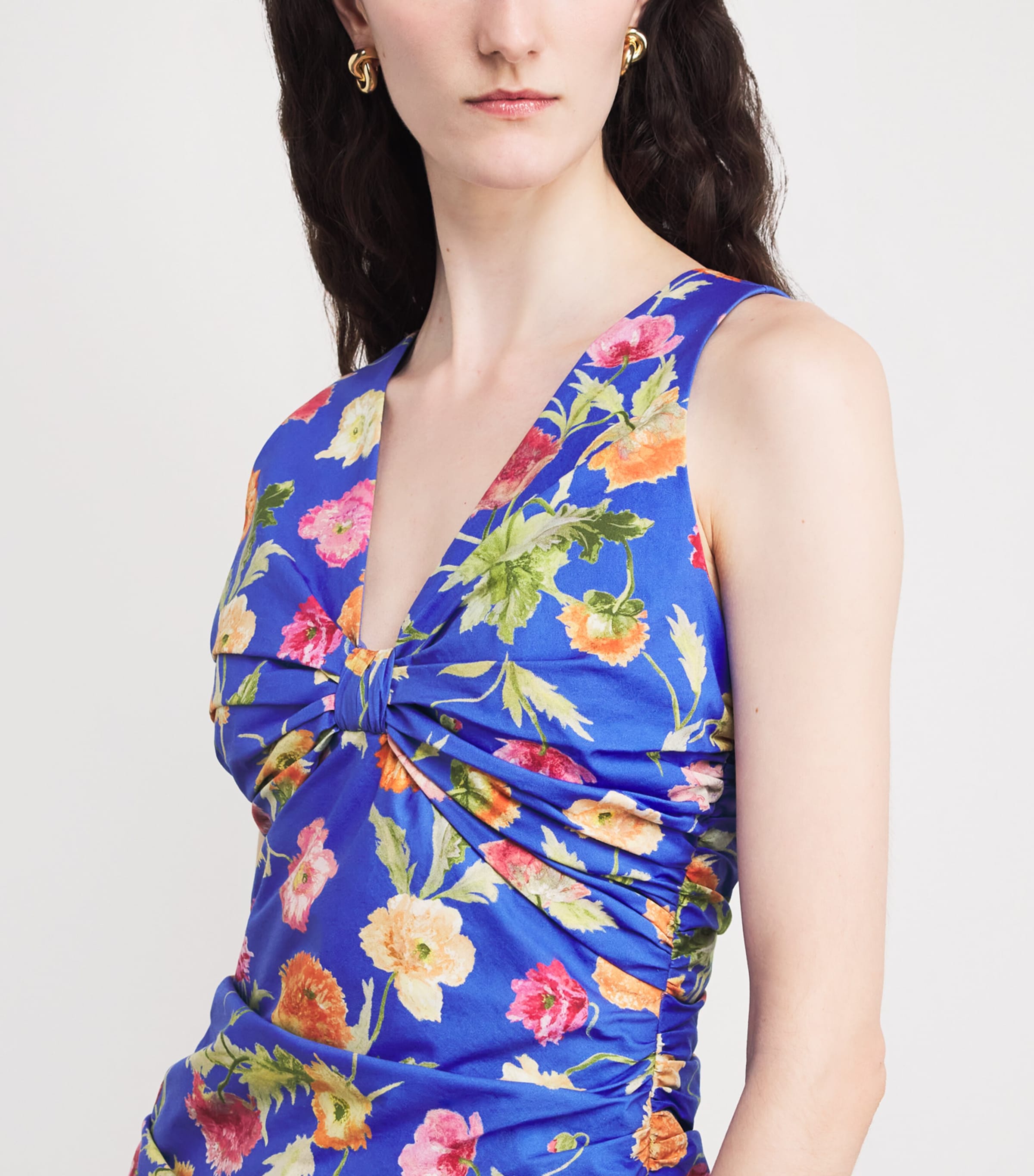 Poppy Print sleeveless Midi Dress 475 BLUEBELL MULTI Image 4