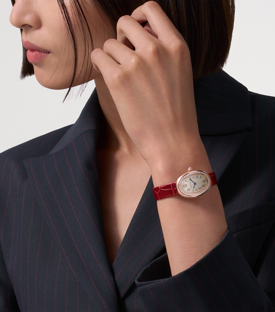 Cartier Small Rose Gold and Diamond Baignoire de Cartier Watch 23.1mm Silvered Image 2