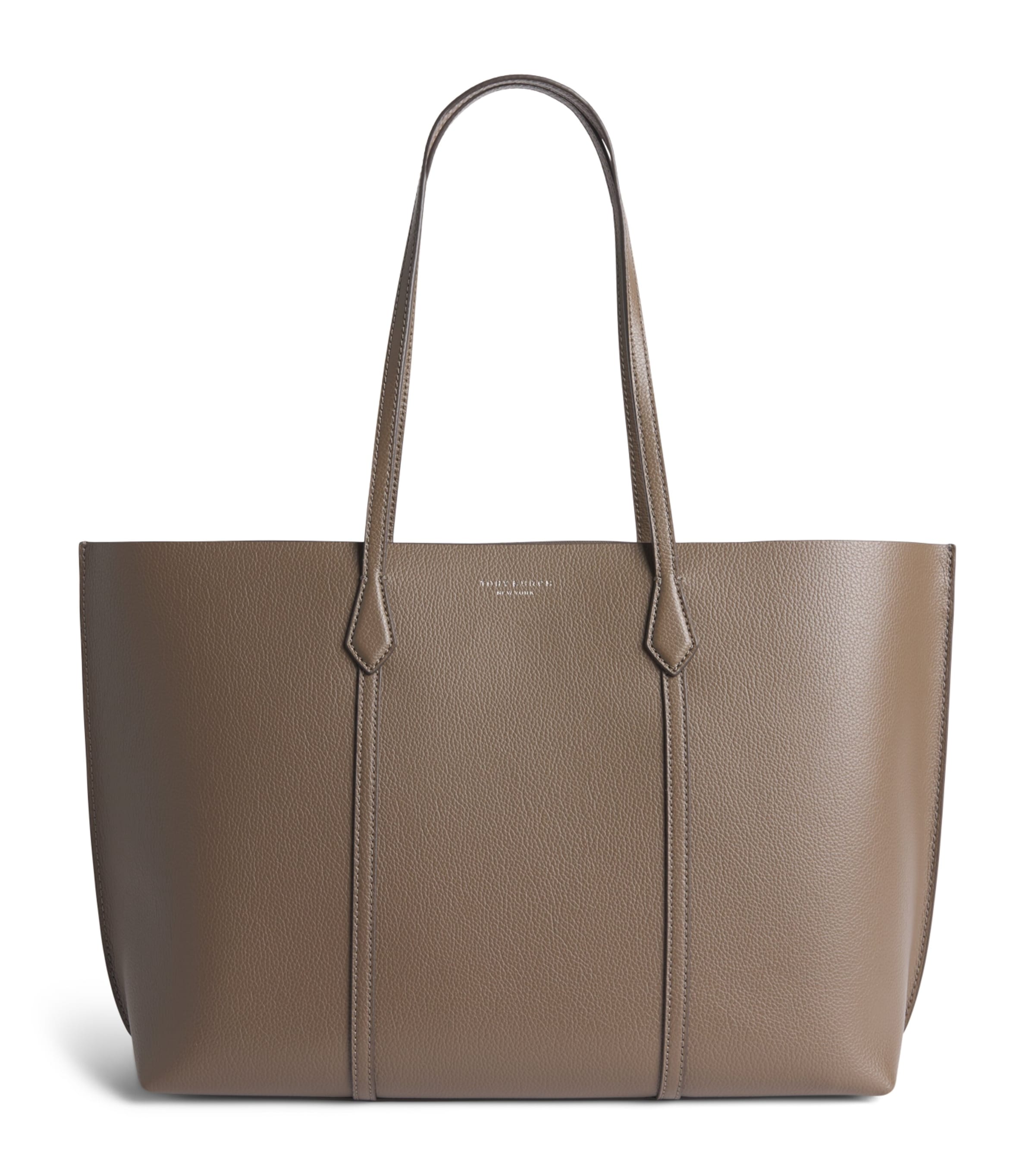 Tory Burch Leather Perry Tote Bag Wild Mushroom Image 1