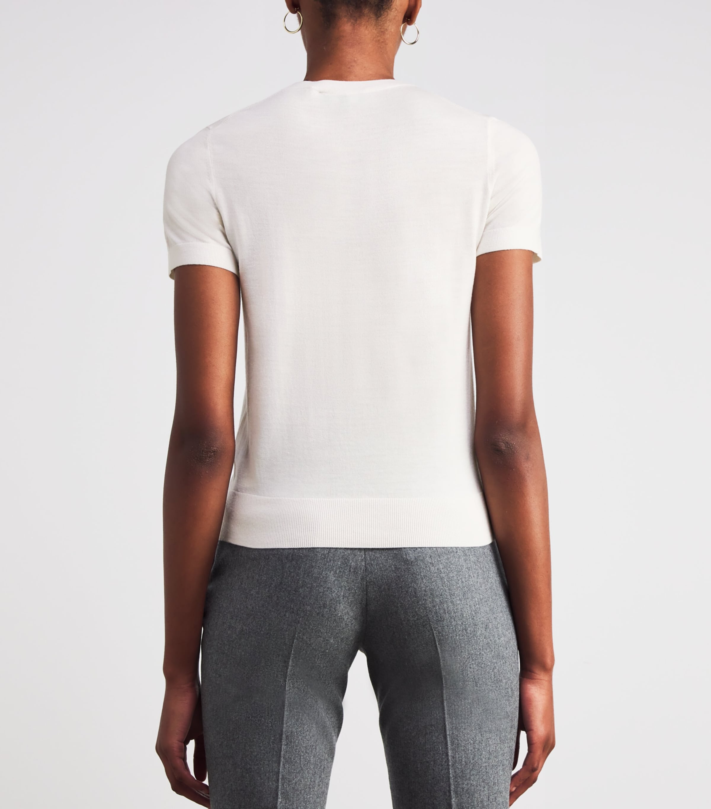 Wool Short-Sleeve Sweater NEW IVORY Image 4