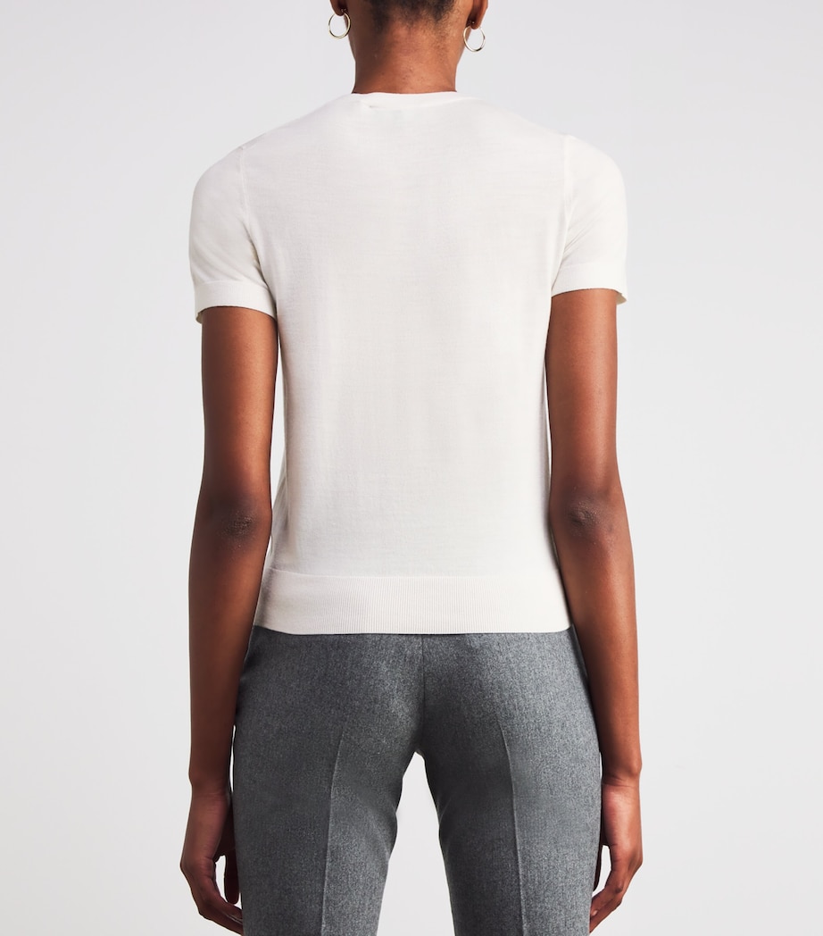 Wool Short-Sleeve Sweater NEW IVORY Image 4