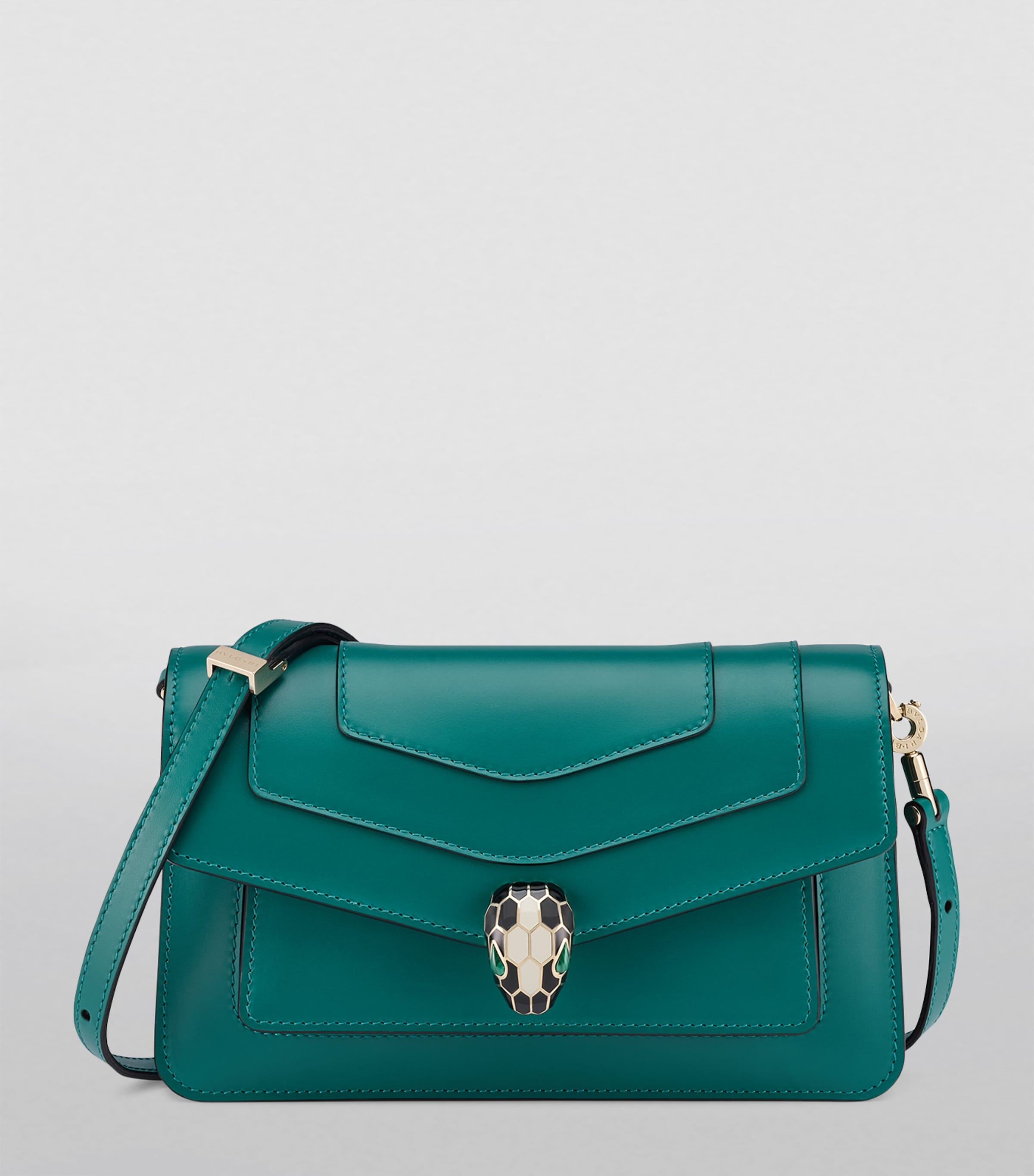 Leather Serpenti Forever East-West Shoulder Bag GREEN LIGHT Image 2