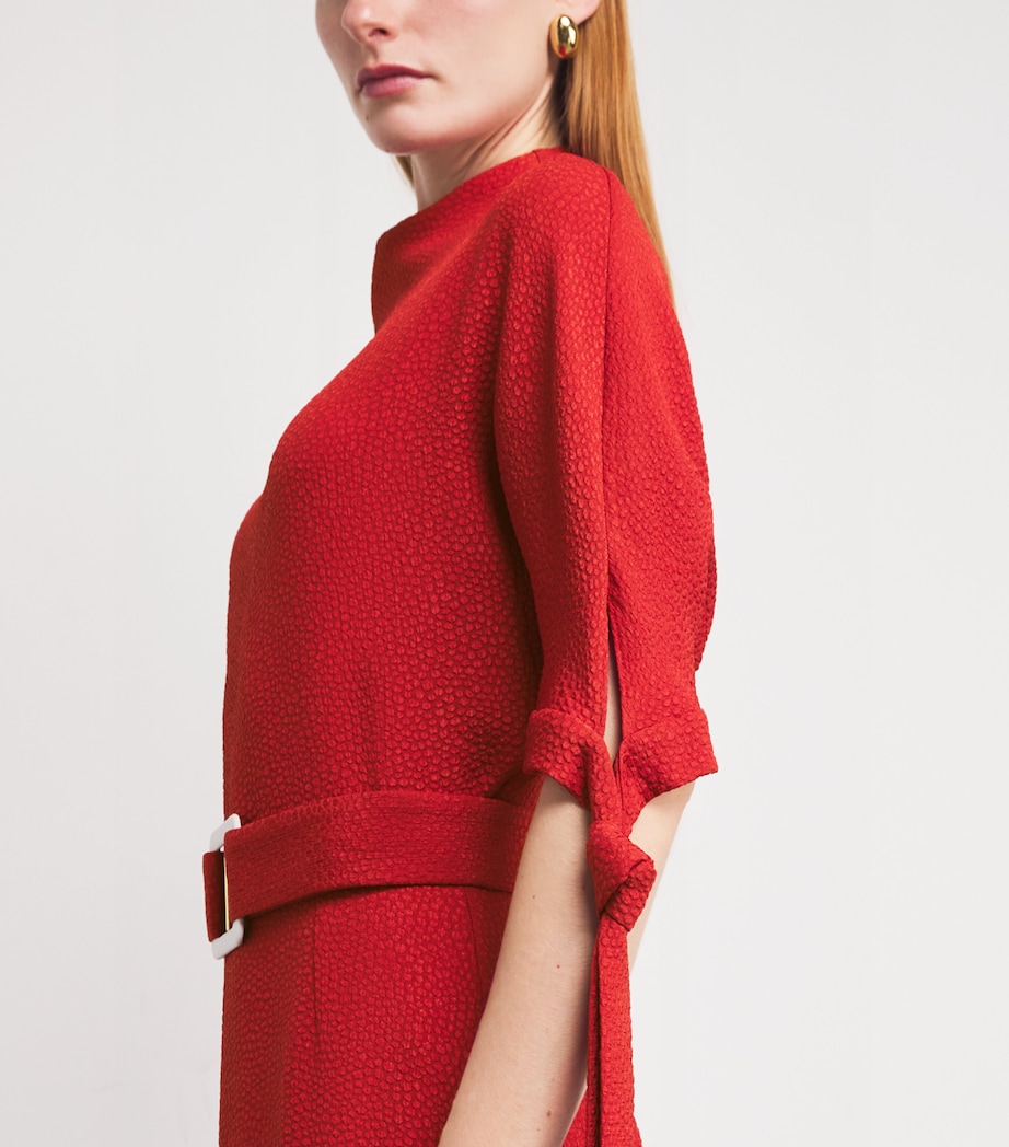 Jacquard Belted Pedernal Dress CARMINE Image 6