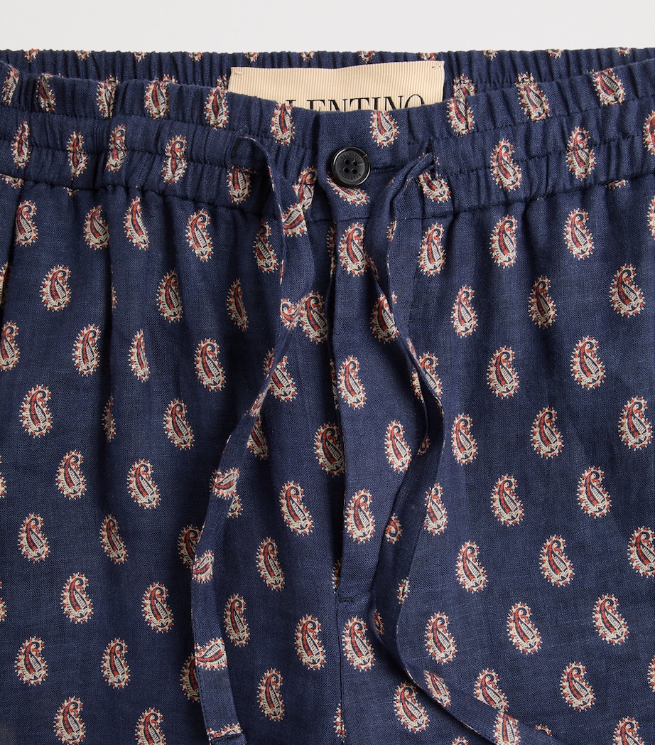 Linen Paisley Straight Trousers CLL Image 6