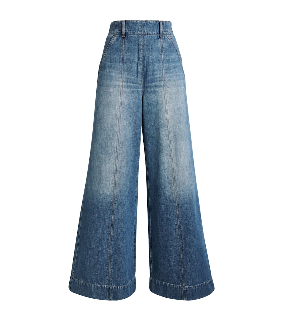 ME+EM Womens Wide-Leg Jeans Mid Blue Wash Image 1
