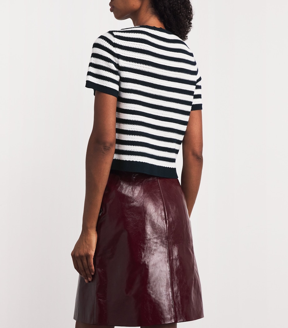 Cropped Stripe Cardigan WHITE/NAVY Image 4