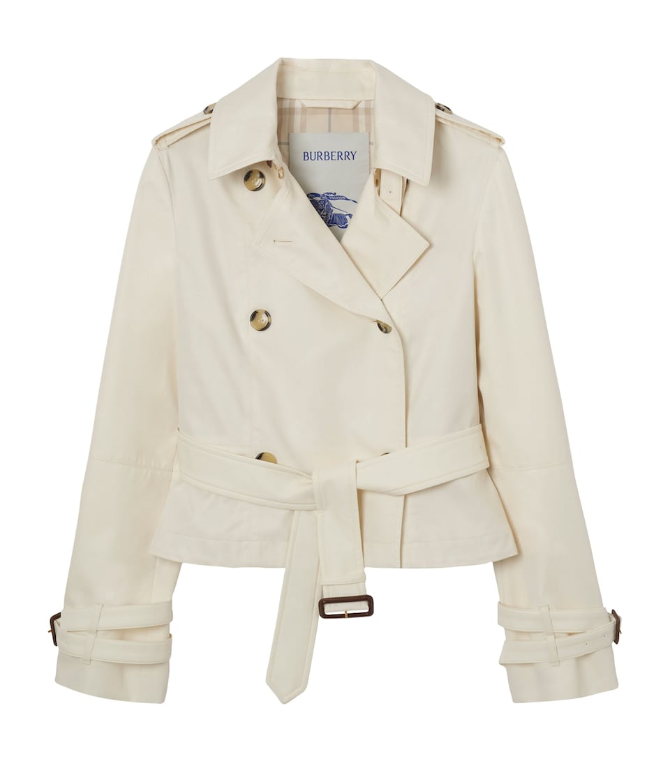 Burberry Tropical Gabardine Swarby Trench Jacket Tundra White