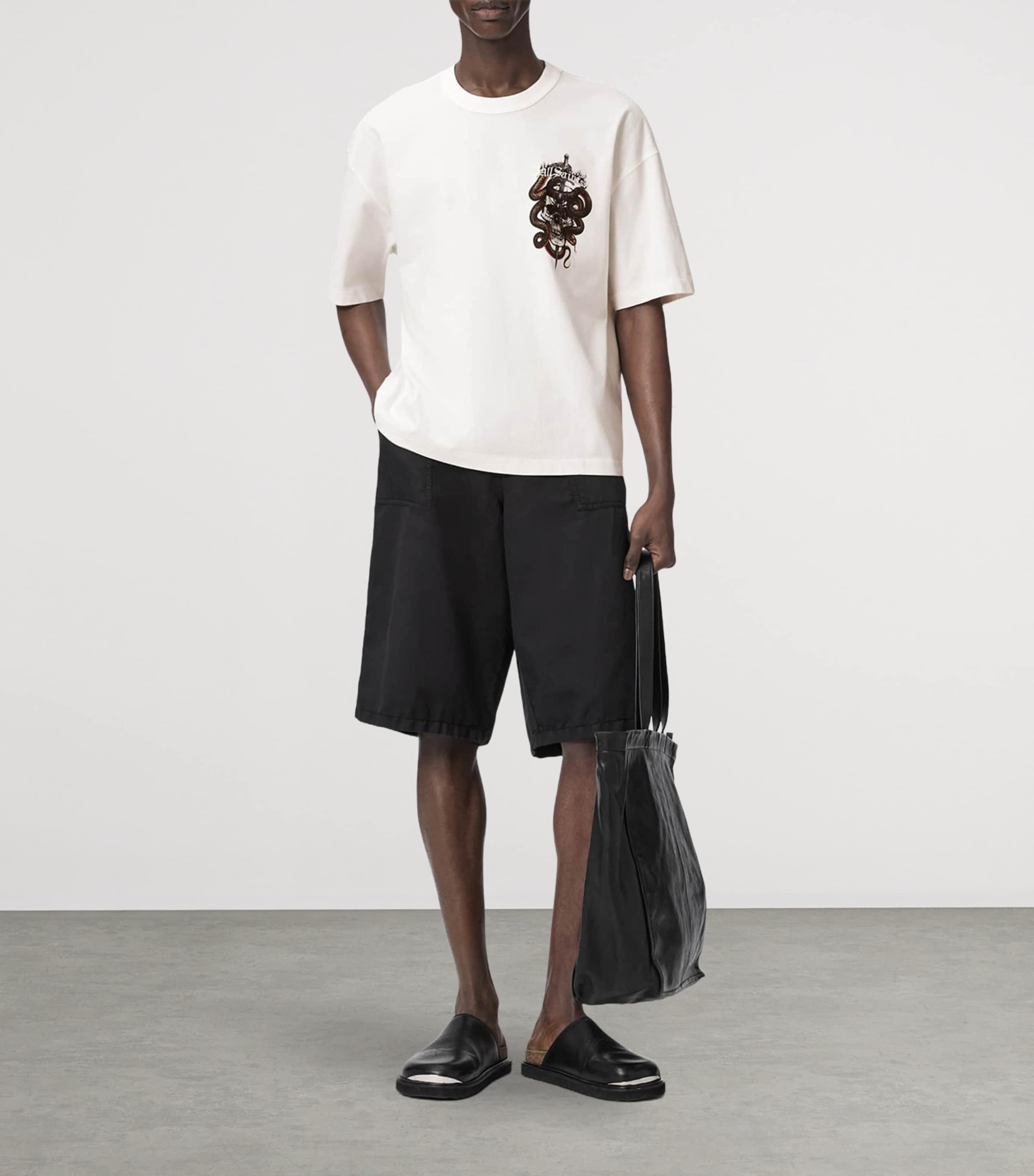 AllSaints Mens Organic Cotton Araknid T-Shirt Chalk White Image 5