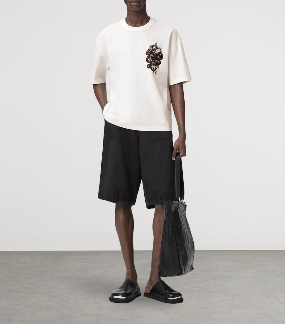 AllSaints Mens Organic Cotton Araknid T-Shirt Chalk White Image 5