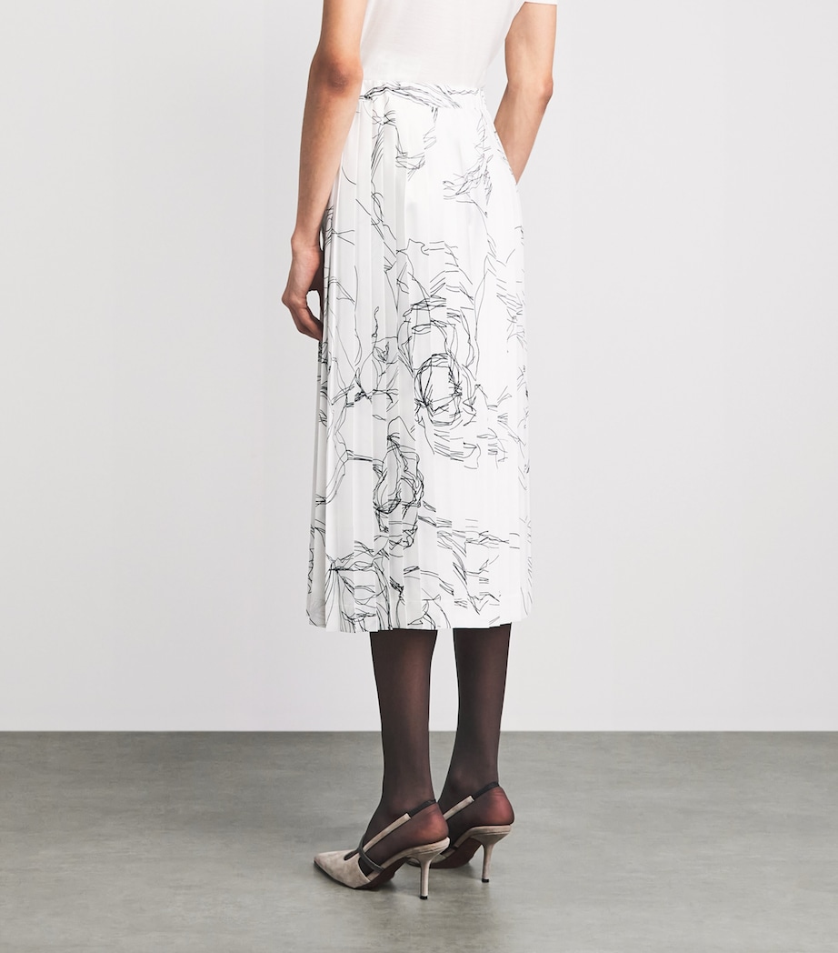 Fabiana Filippi Womens Silk Floral Pleated Midi Skirt Bianco Image 5