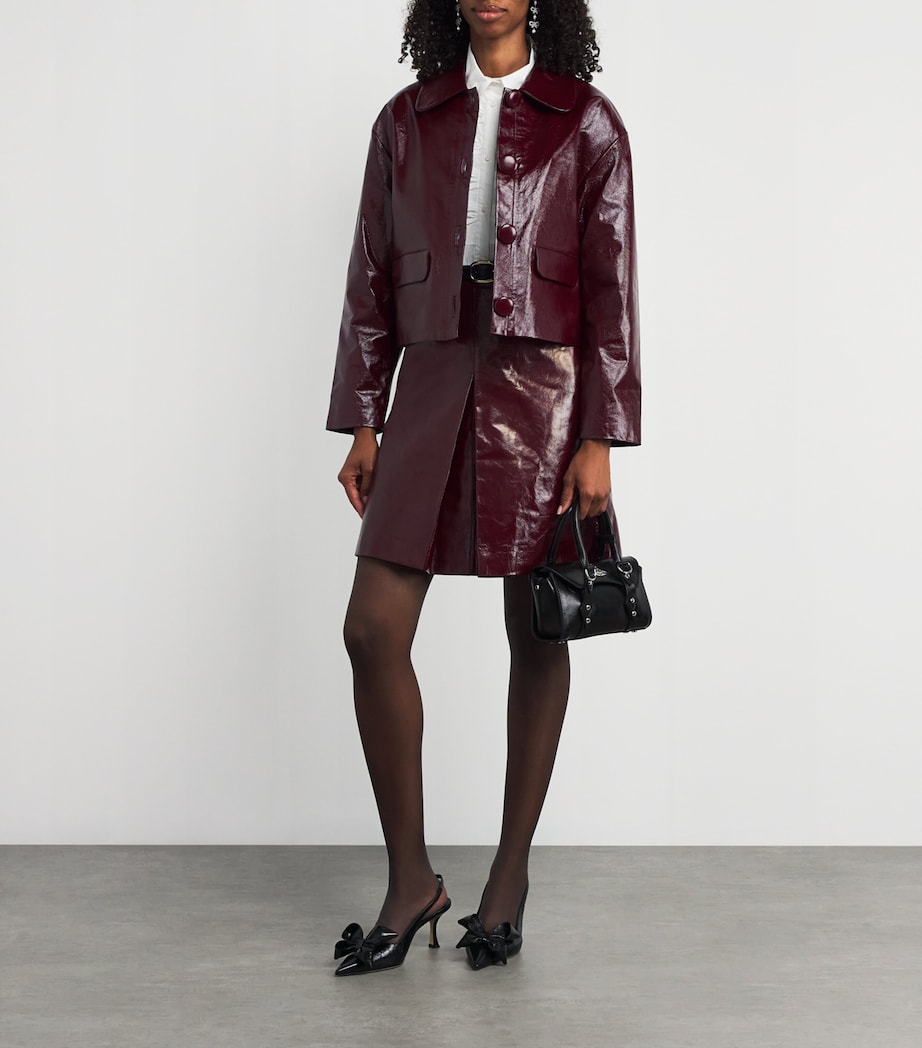 Patent Leather Mini Skirt BURGUNDY Image 2