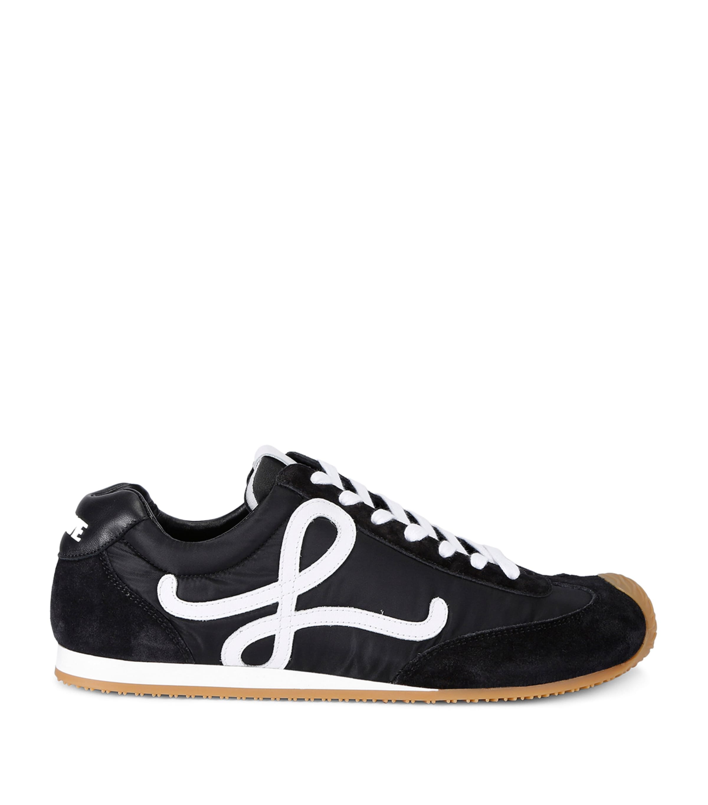 Loewe Women Black Canvas And Suede Ballet Runner 2.0 Sneakers In Black