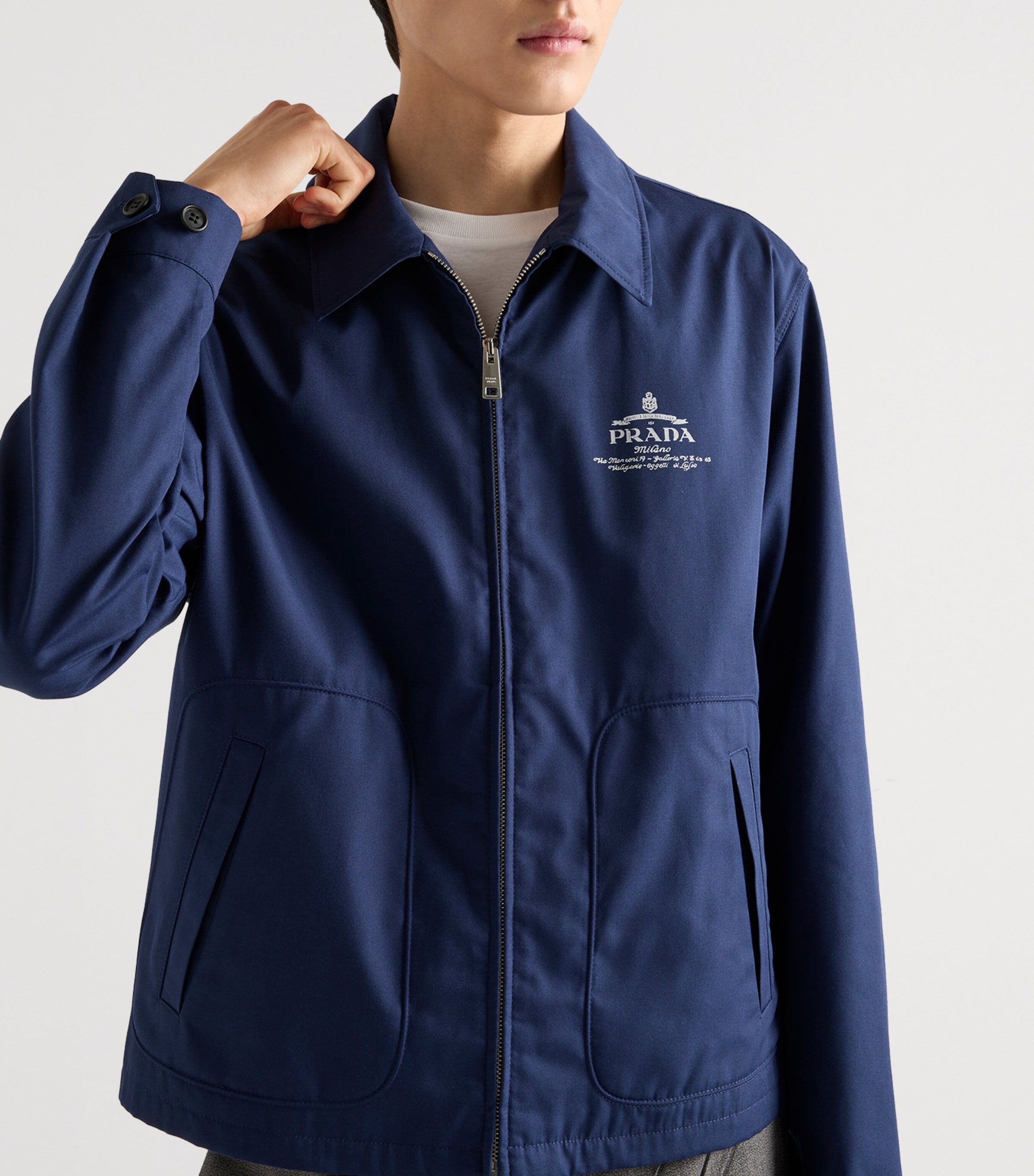 Prada Technical Cotton Zip-Up Blouson Jacket | Harrods UK