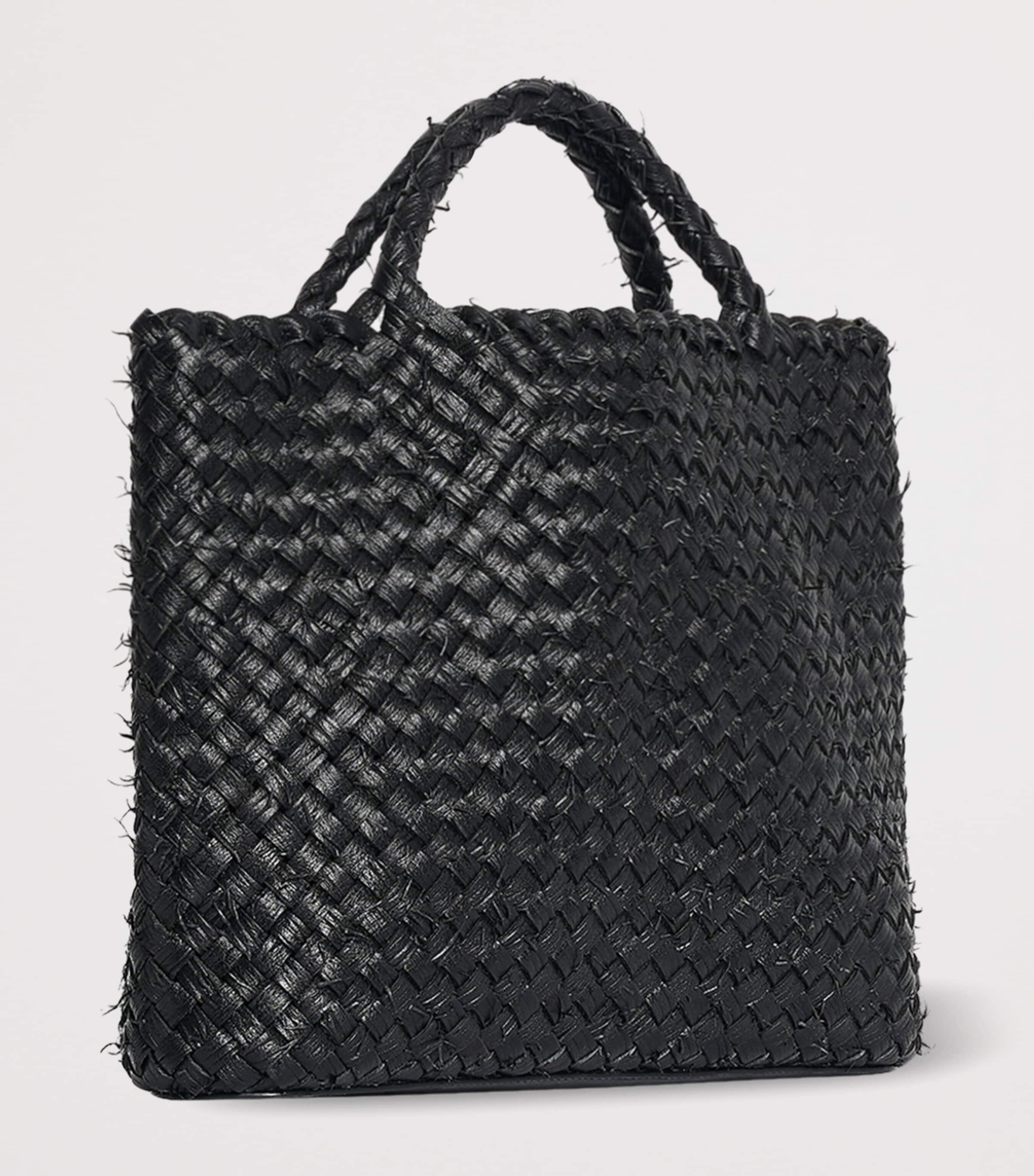 The Row Leather Woven Amber Tote Bag Black Image 3