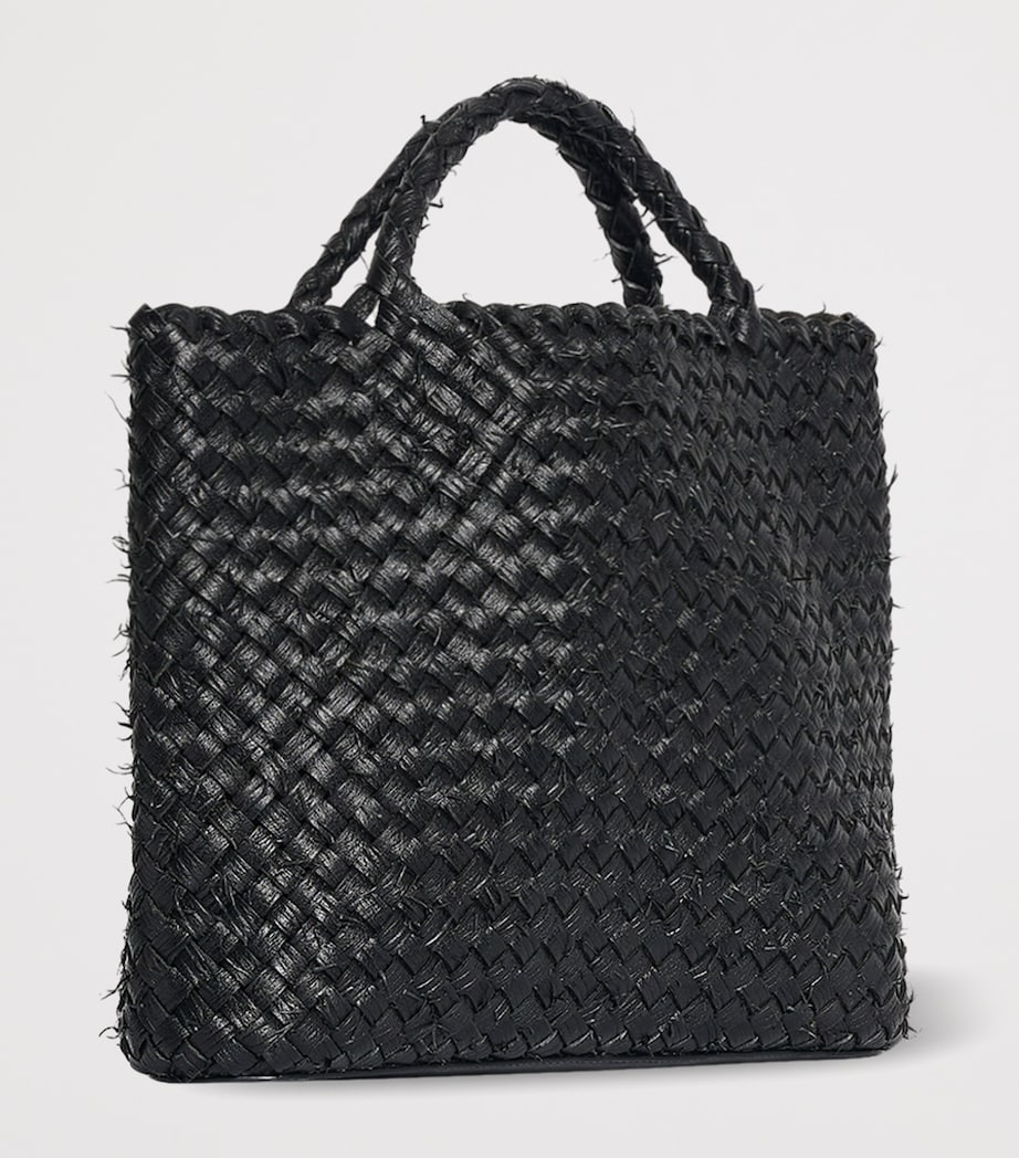 The Row Leather Woven Amber Tote Bag Black Image 3