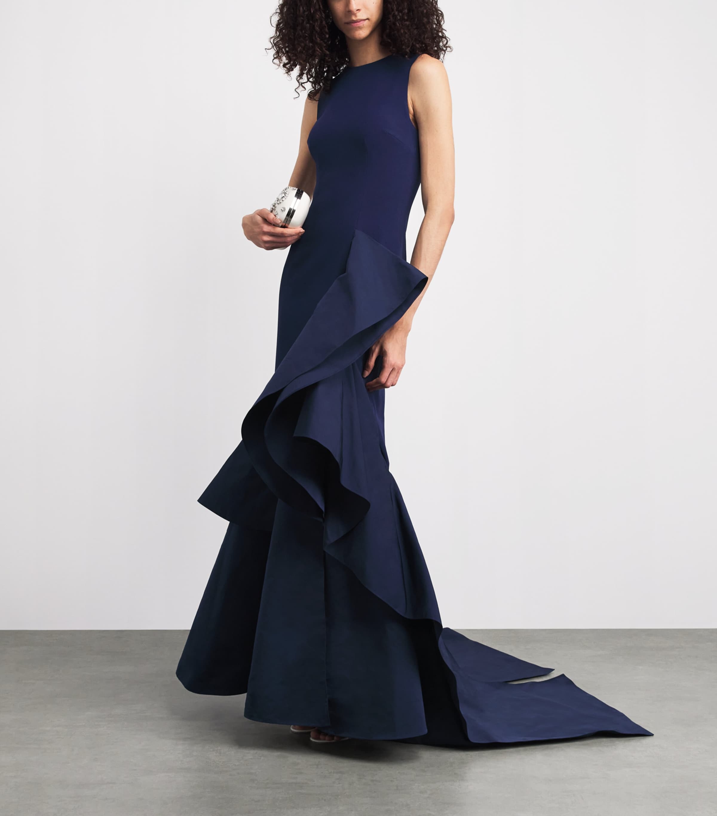 Safiyaa Womens Ruffle Cons Gown Navy Image 2