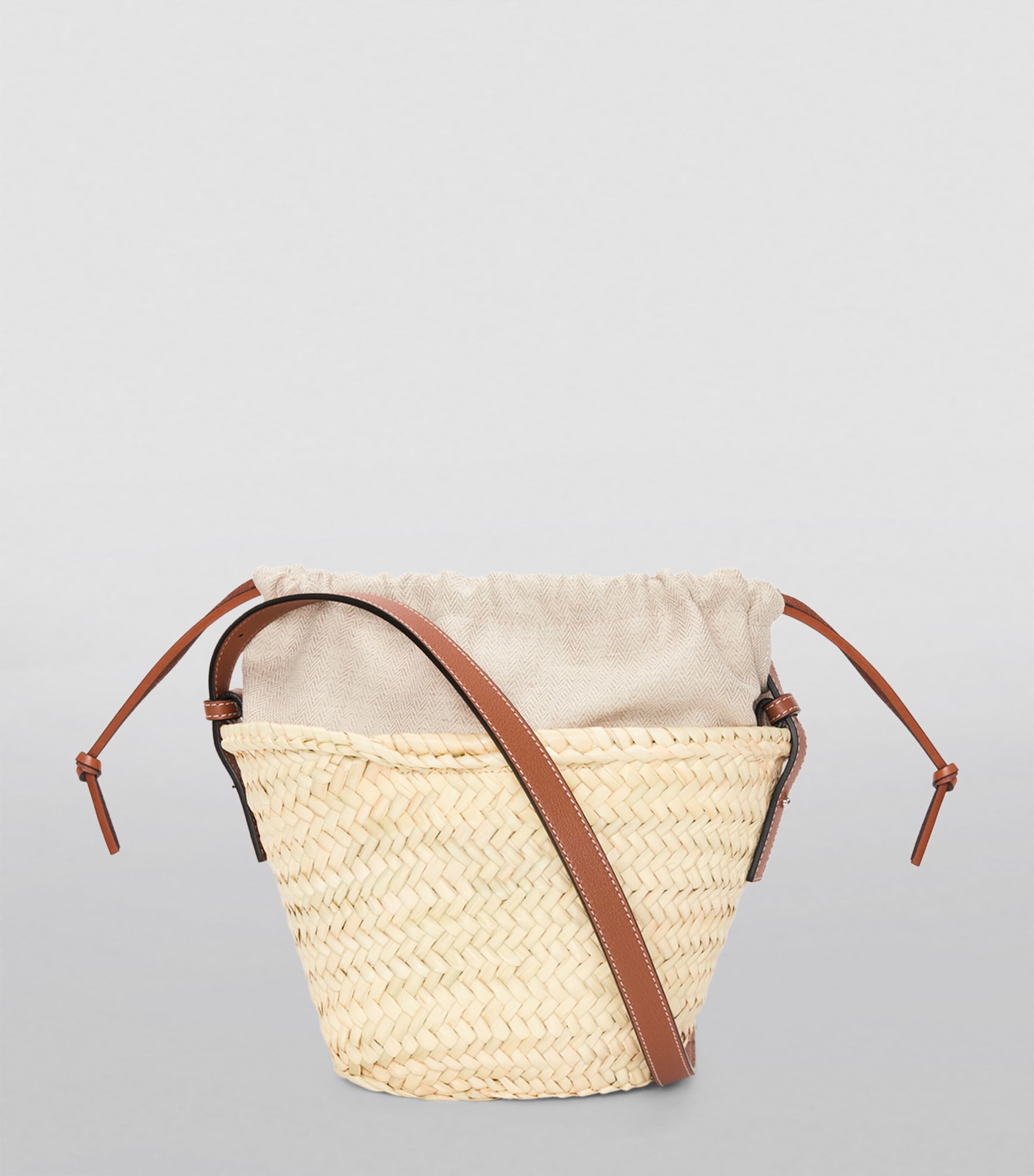x Paula's Ibiza Woven Drawstring Bucket Bag NATURAL/TAN Image 2
