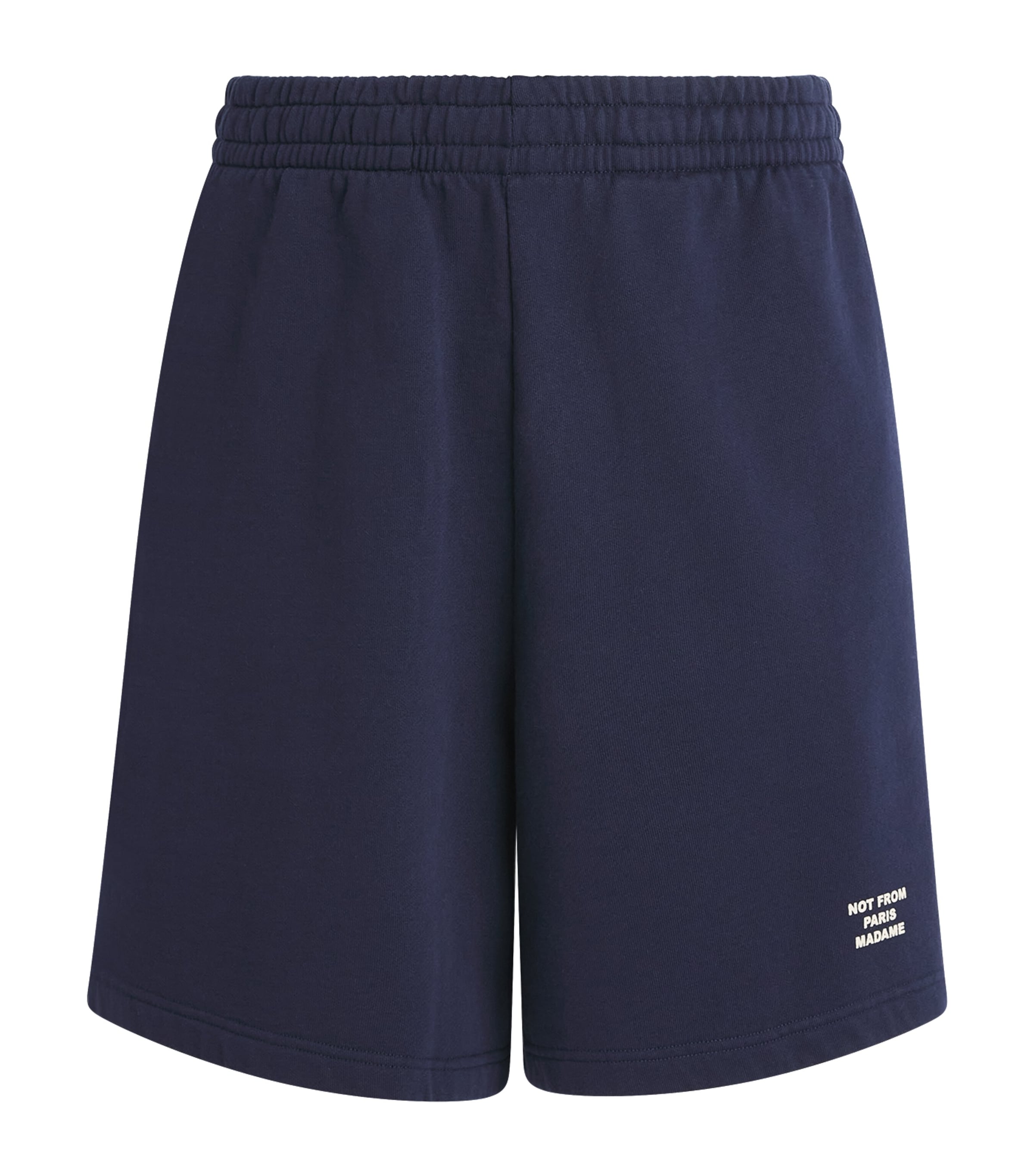 Drôle de Monsieur Mens Cotton Fleece Slogan Shorts Navy Image 1