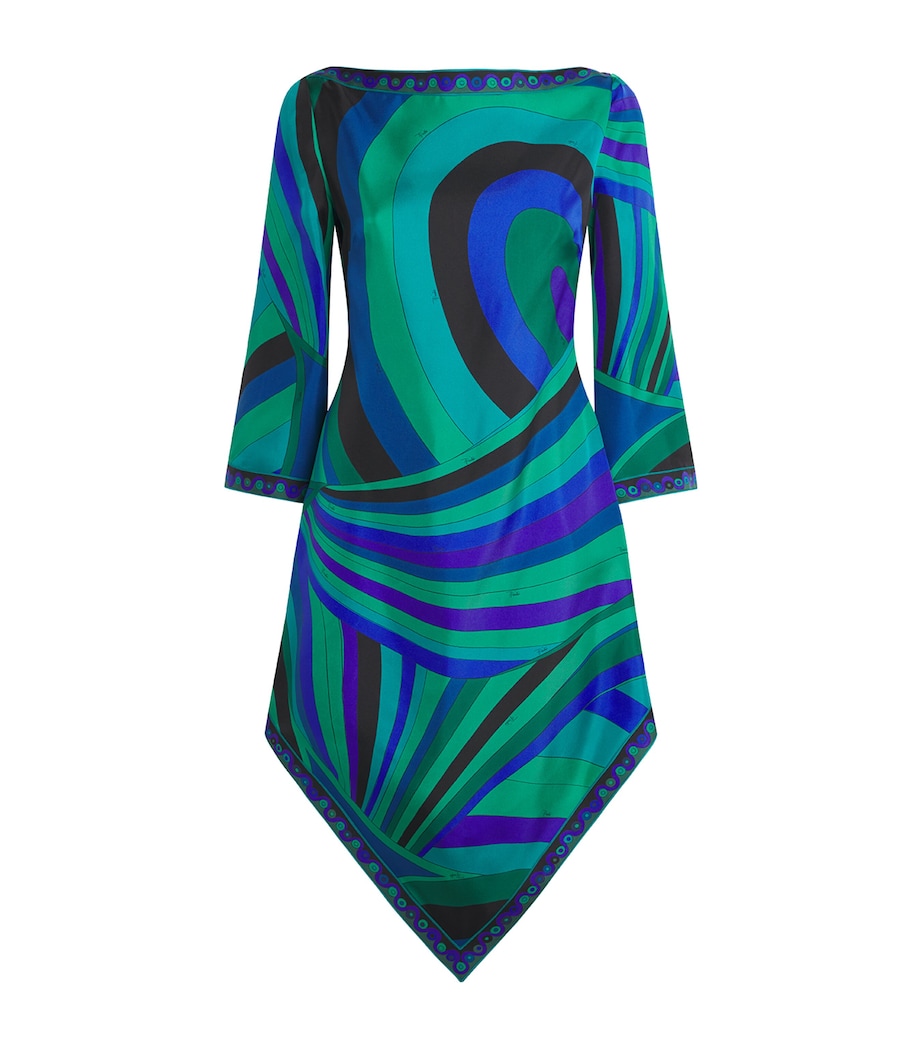 Silk Iride Print Midi Dress 051 SMERALDO Image 1