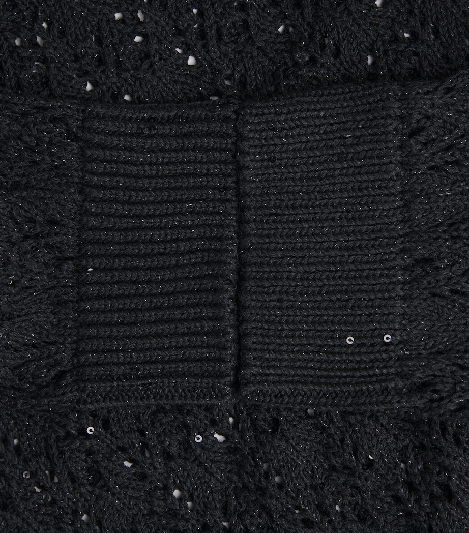 Eleventy Womens Cotton-Blend Open-Work Sweater Nero Image 6