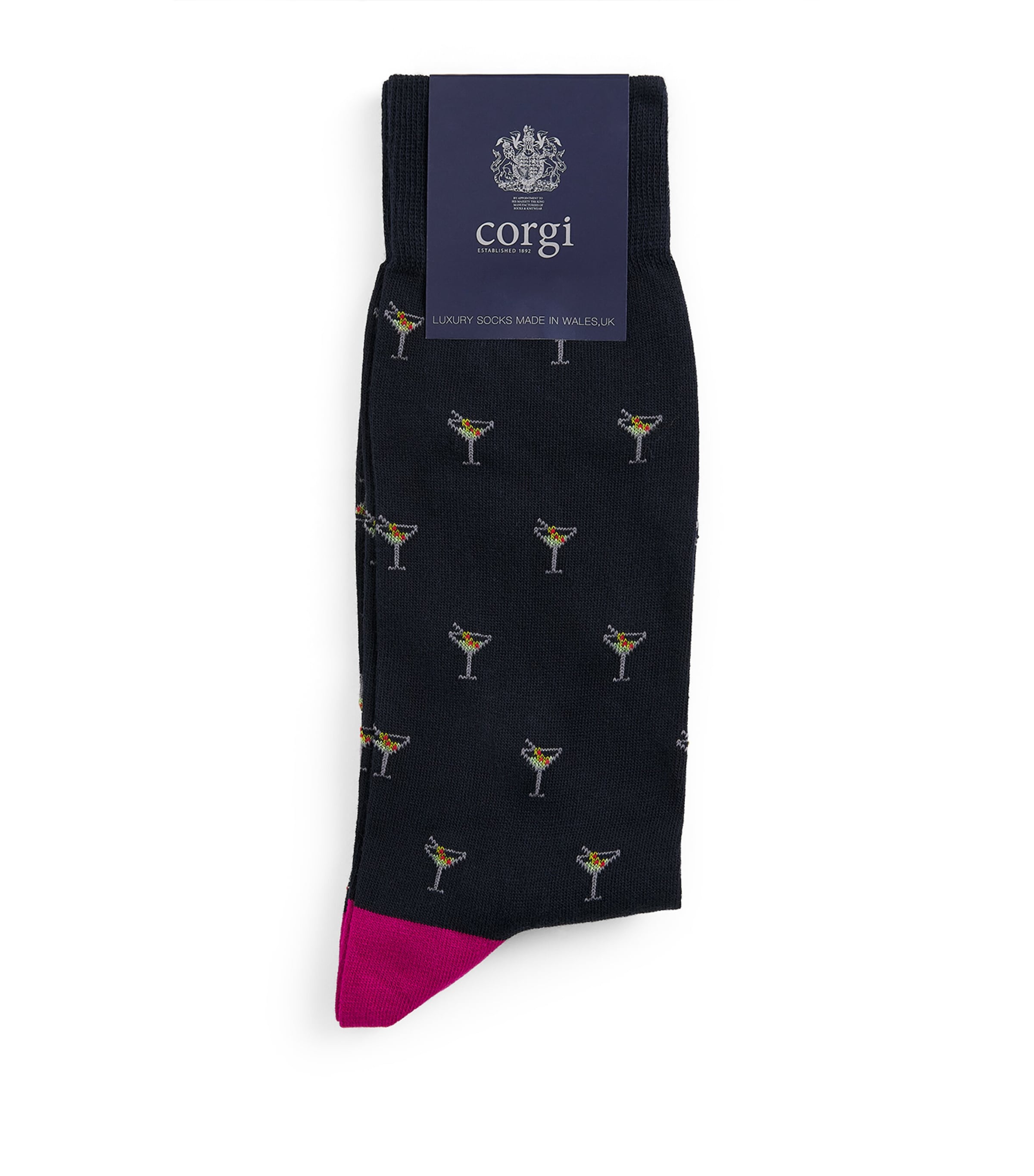 Corgi Mens Cotton-Blend Cocktail Socks Navy Image 1