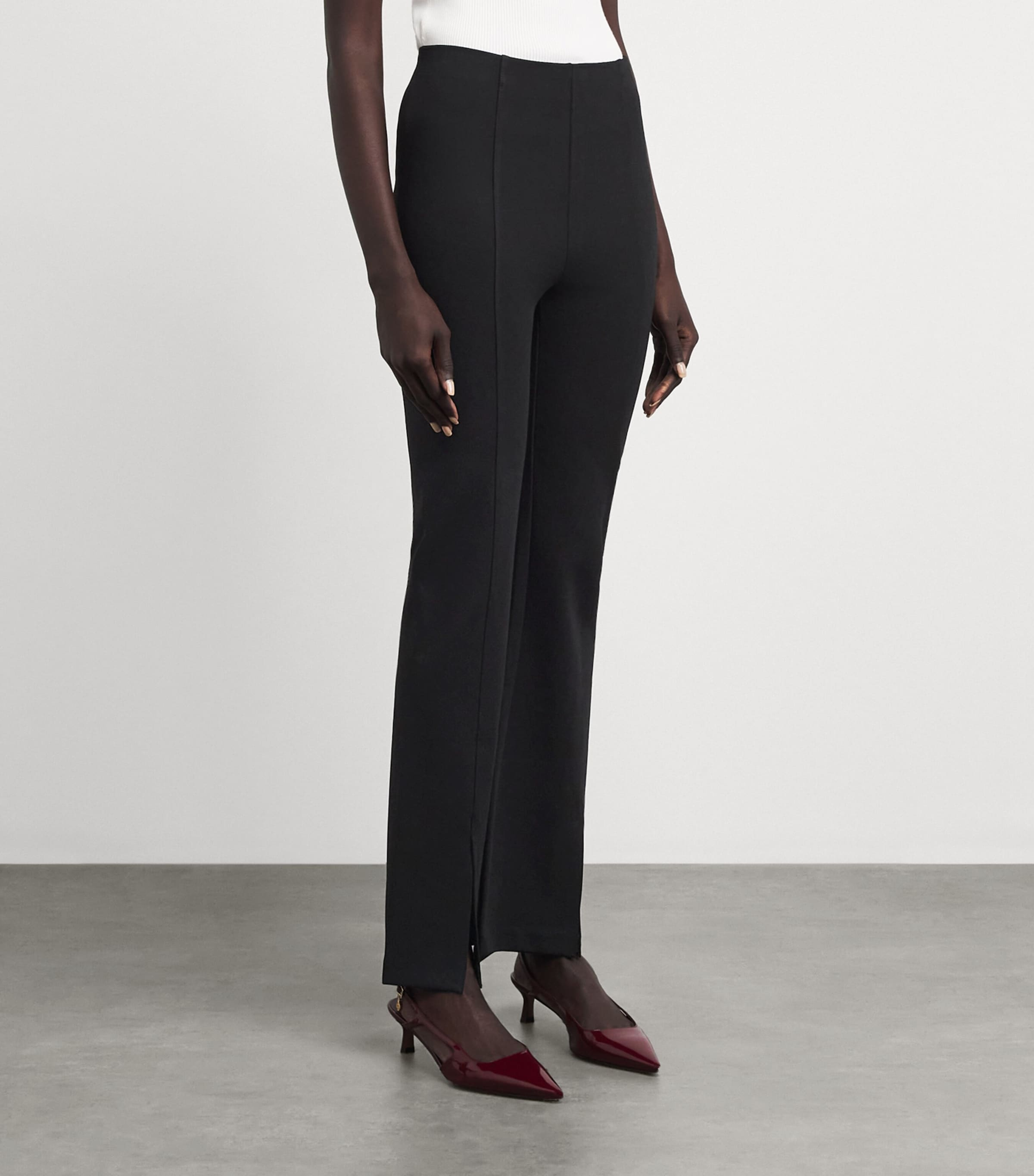 Maje Womens Flared Slit Trousers Black Image 4