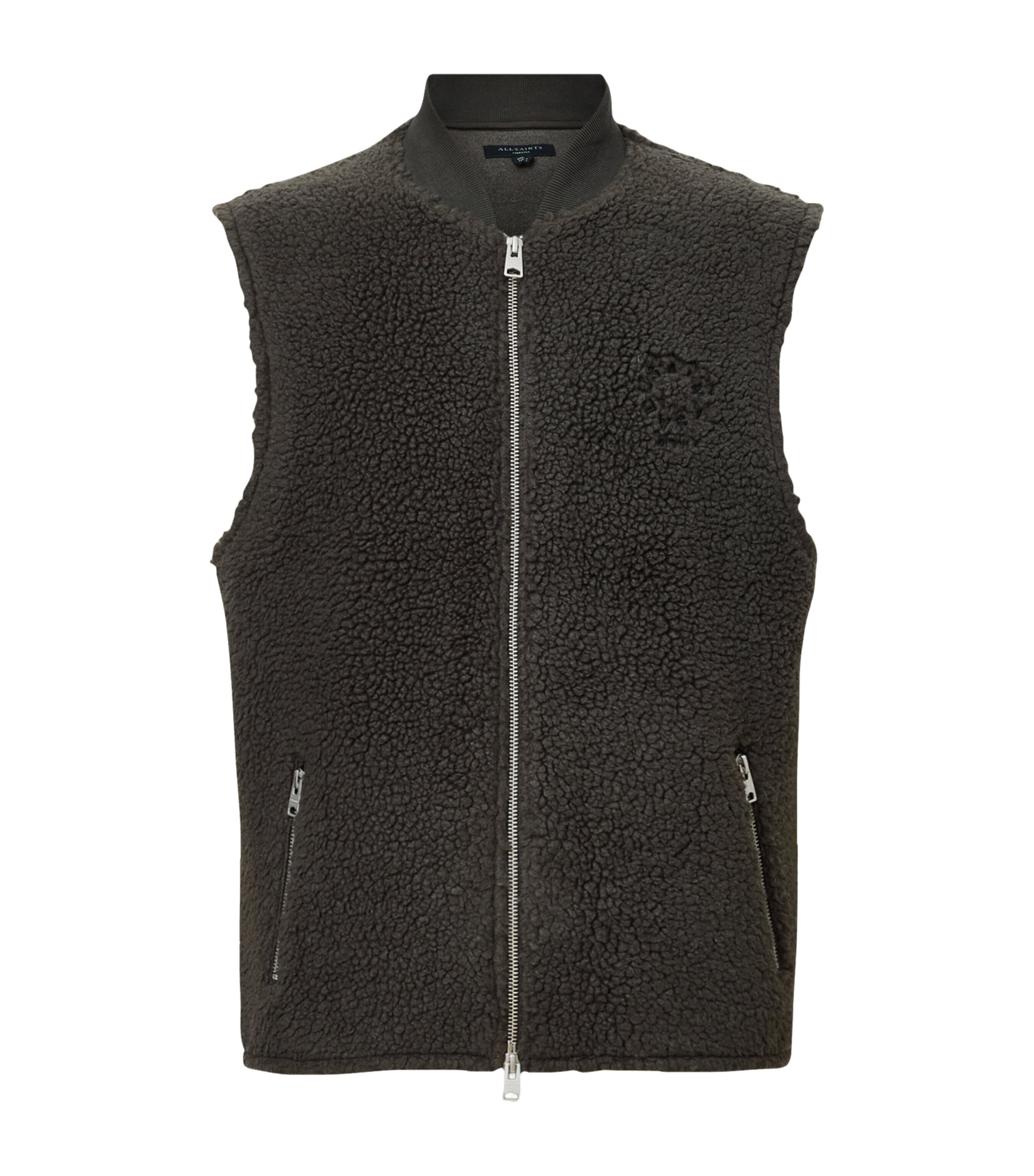 Allsaints Fleece Otis Gilet In Green