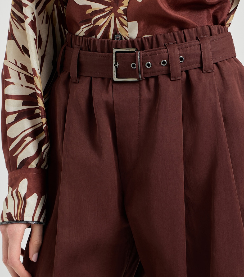 Brunello Cucinelli Womens Cotton Organza Belted Trousers Image 6