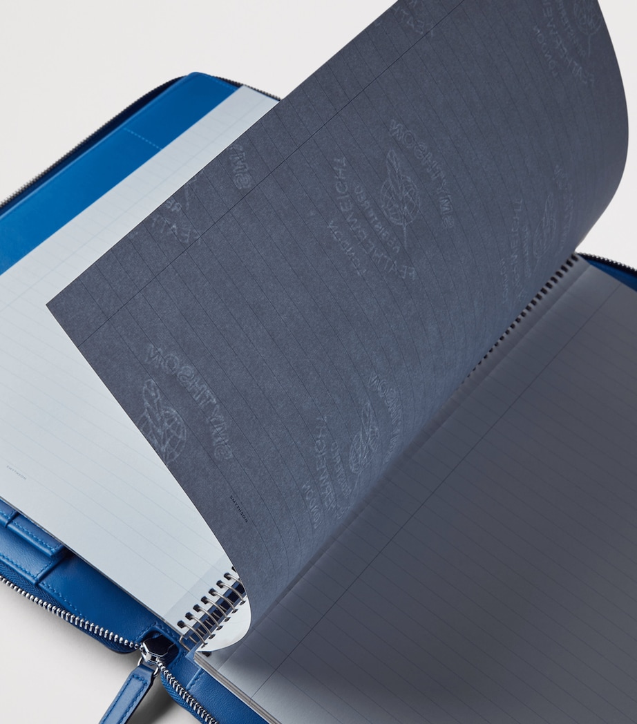 Smythson Calfskin Panama A5 Folder and Notebook Set Cerulean Image 3