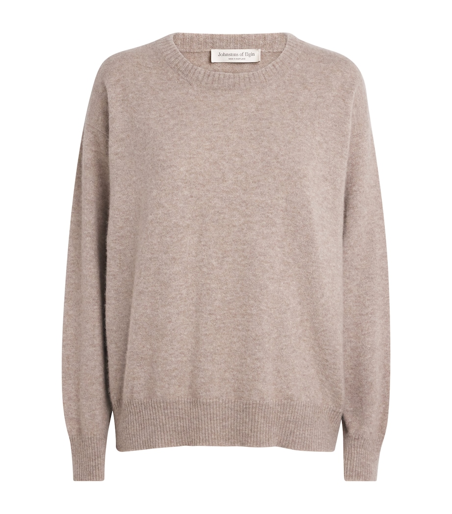 Johnstons Of Elgin Womens Cashmere-Silk Boyce Sweater Cloud Stone Image 1