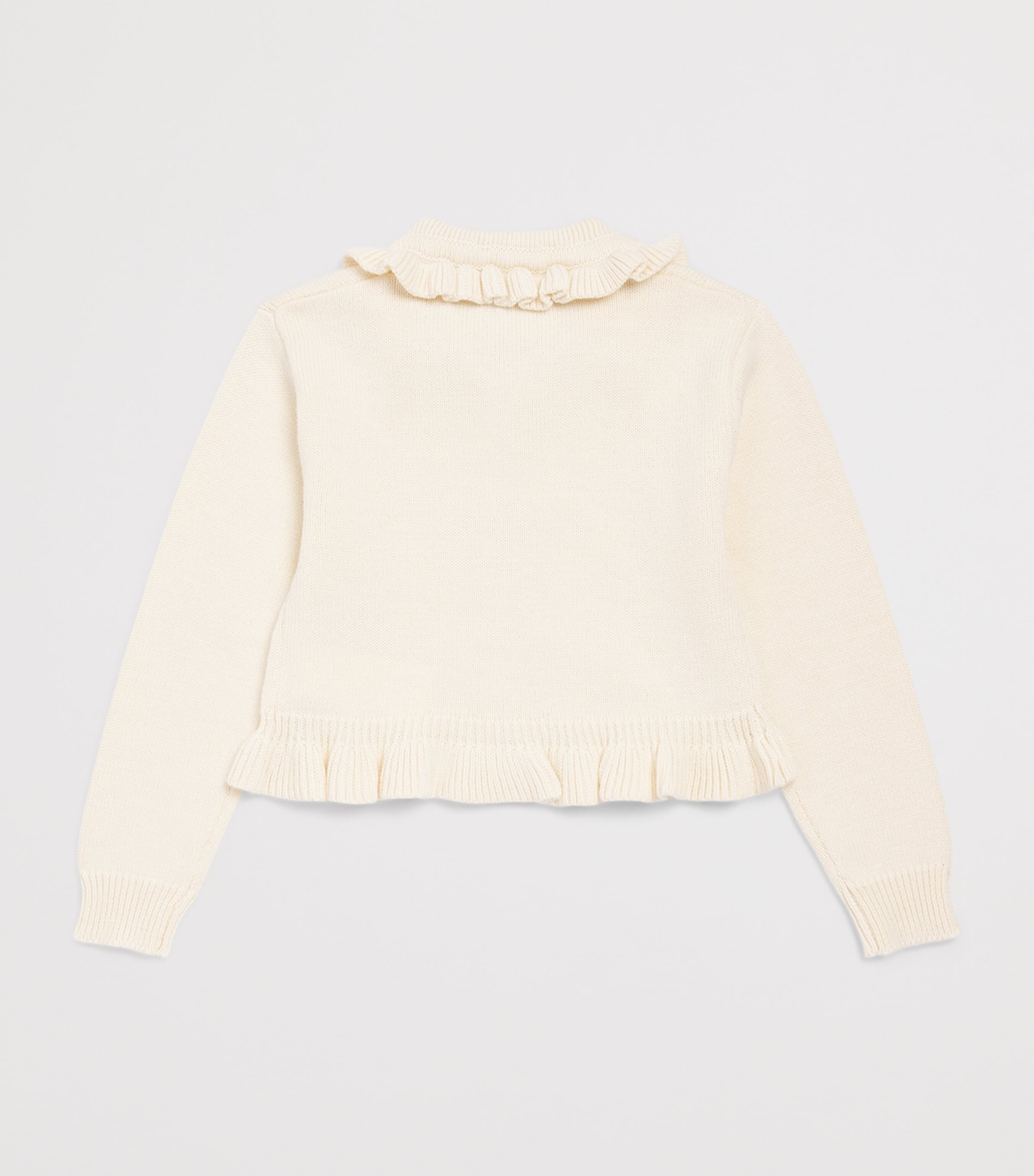 Monnalisa Cotton-Wool Ruffle Cardigan (2-12 Years) Gardenia Image 2