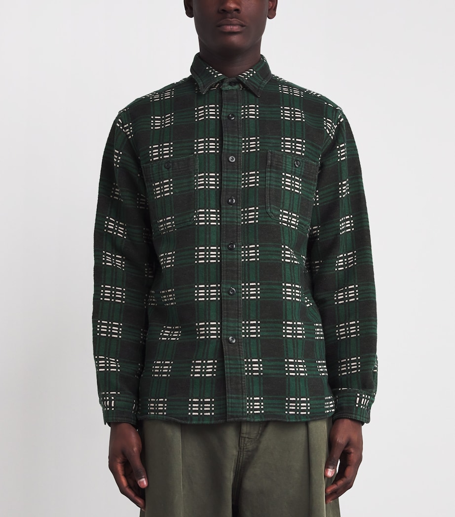 Cotton Check Flannel Overshirt GREEN Image 3