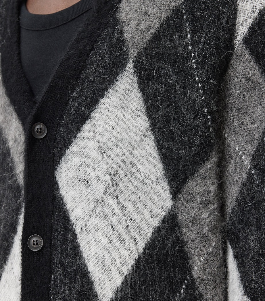 AllSaints Mens Jacquard Bower Cardigan Black/white Image 8