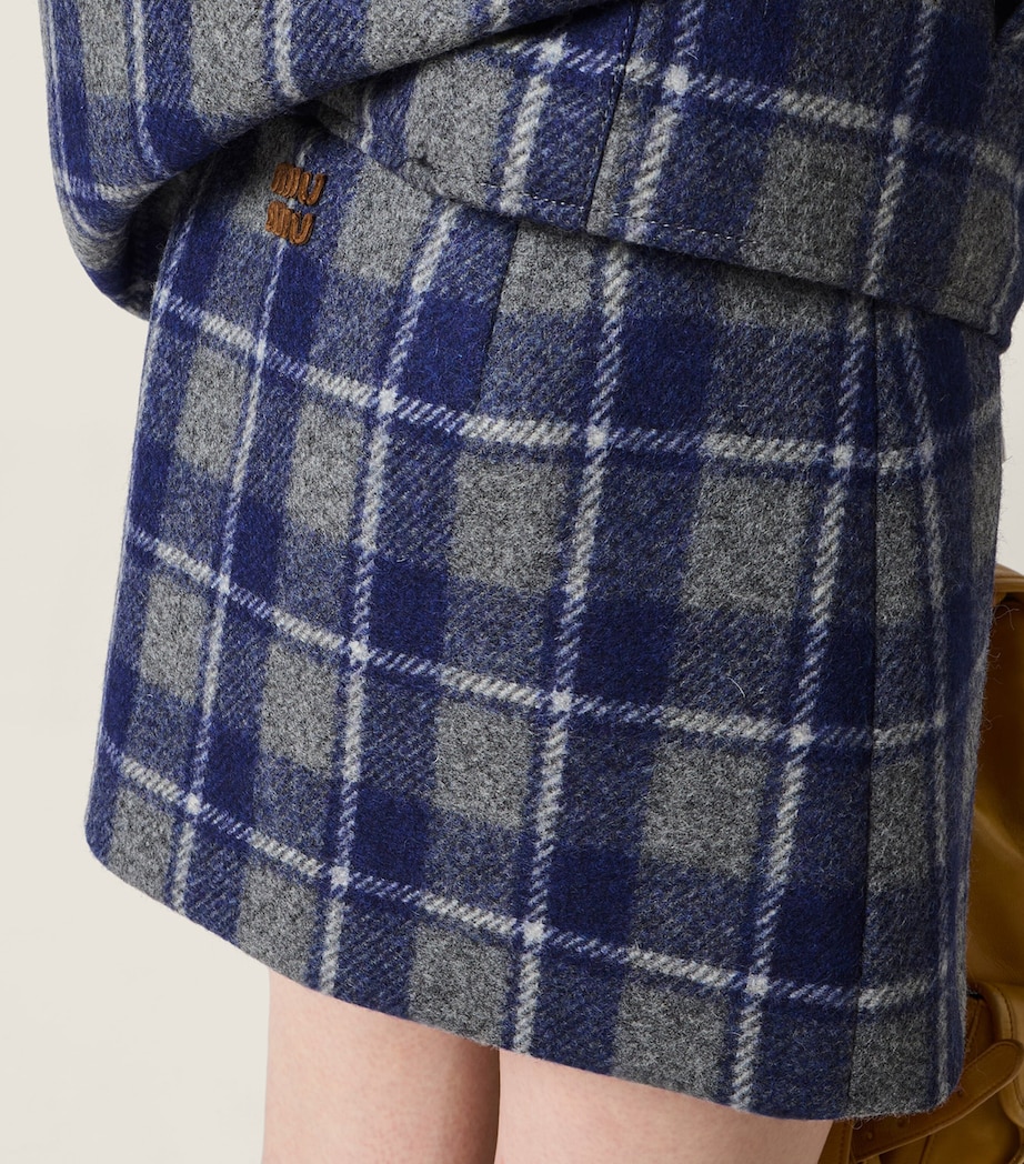Miu Miu Womens Wool Check Mini Skirt Image 4