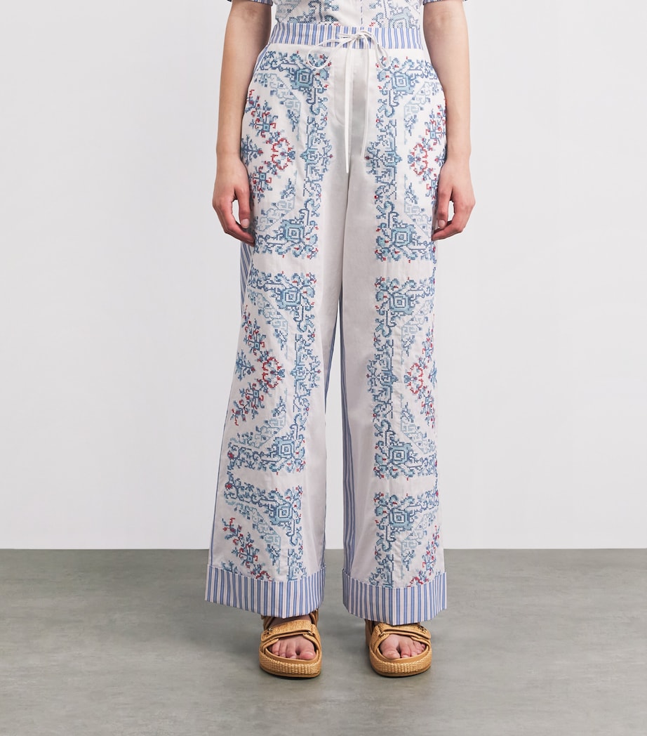 Claudie Pierlot Womens Cotton Embroidered Trousers Multicolored Image 4