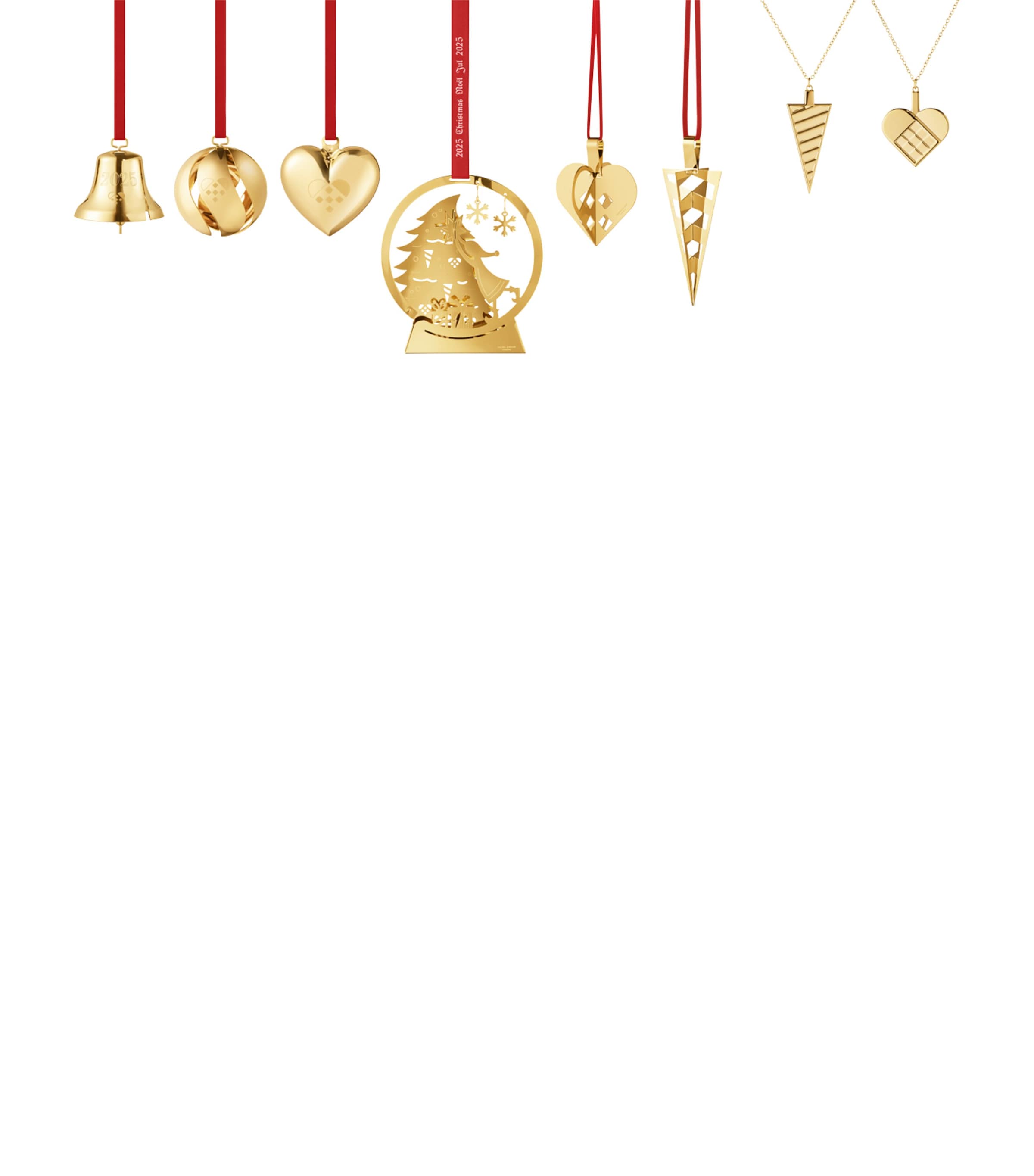 Georg Jensen Set Of 8 Gold-plated Tree Decorations In Gold