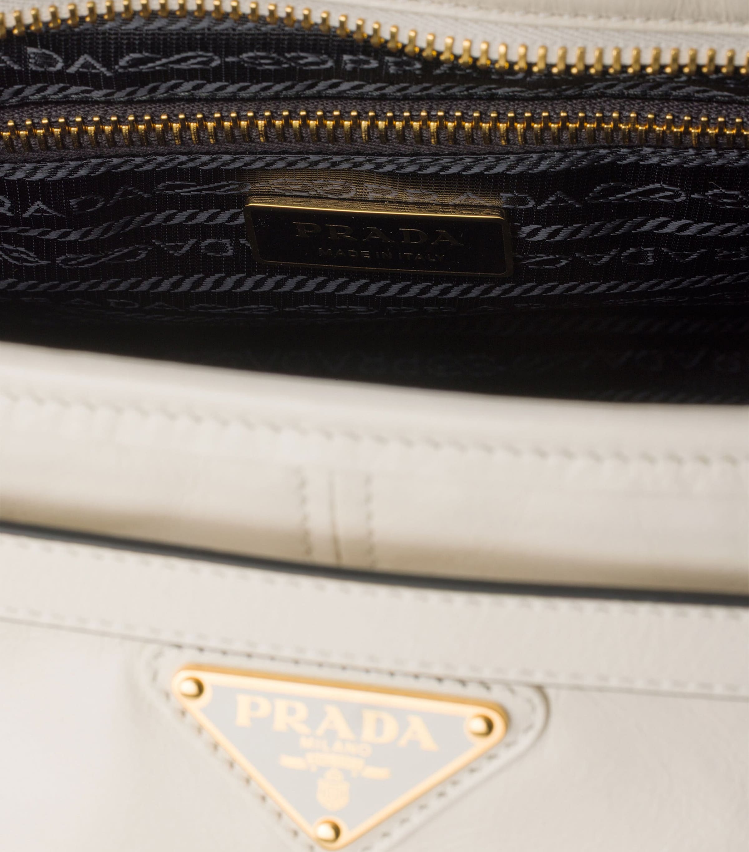 Prada Womens Large Leather Bonnie Top-Handle Bag White Image 4