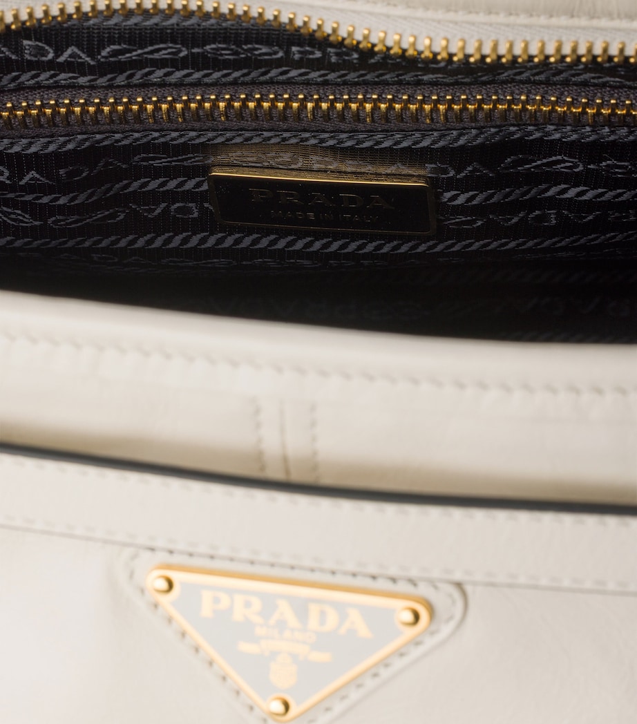 Prada Womens Large Leather Bonnie Top-Handle Bag White Image 4