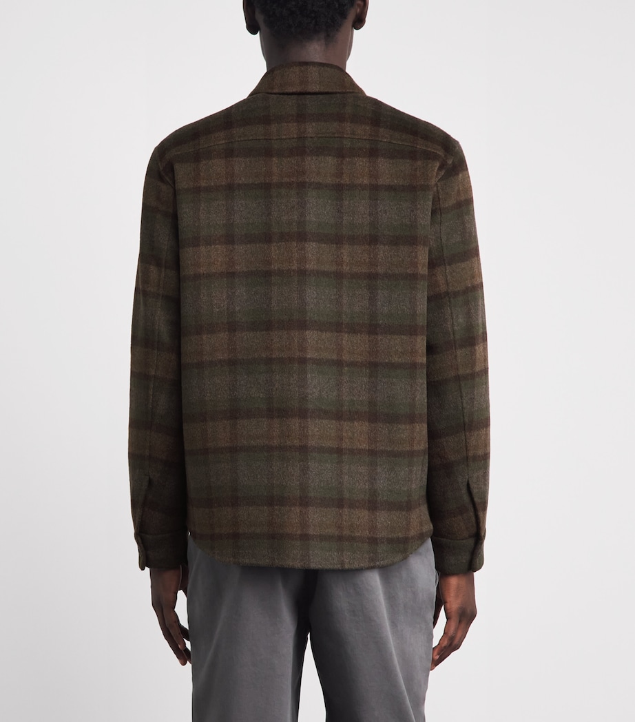 Vince Mens Wool-Blend Plaid Check Overshirt Night Leaf Combo Image 5