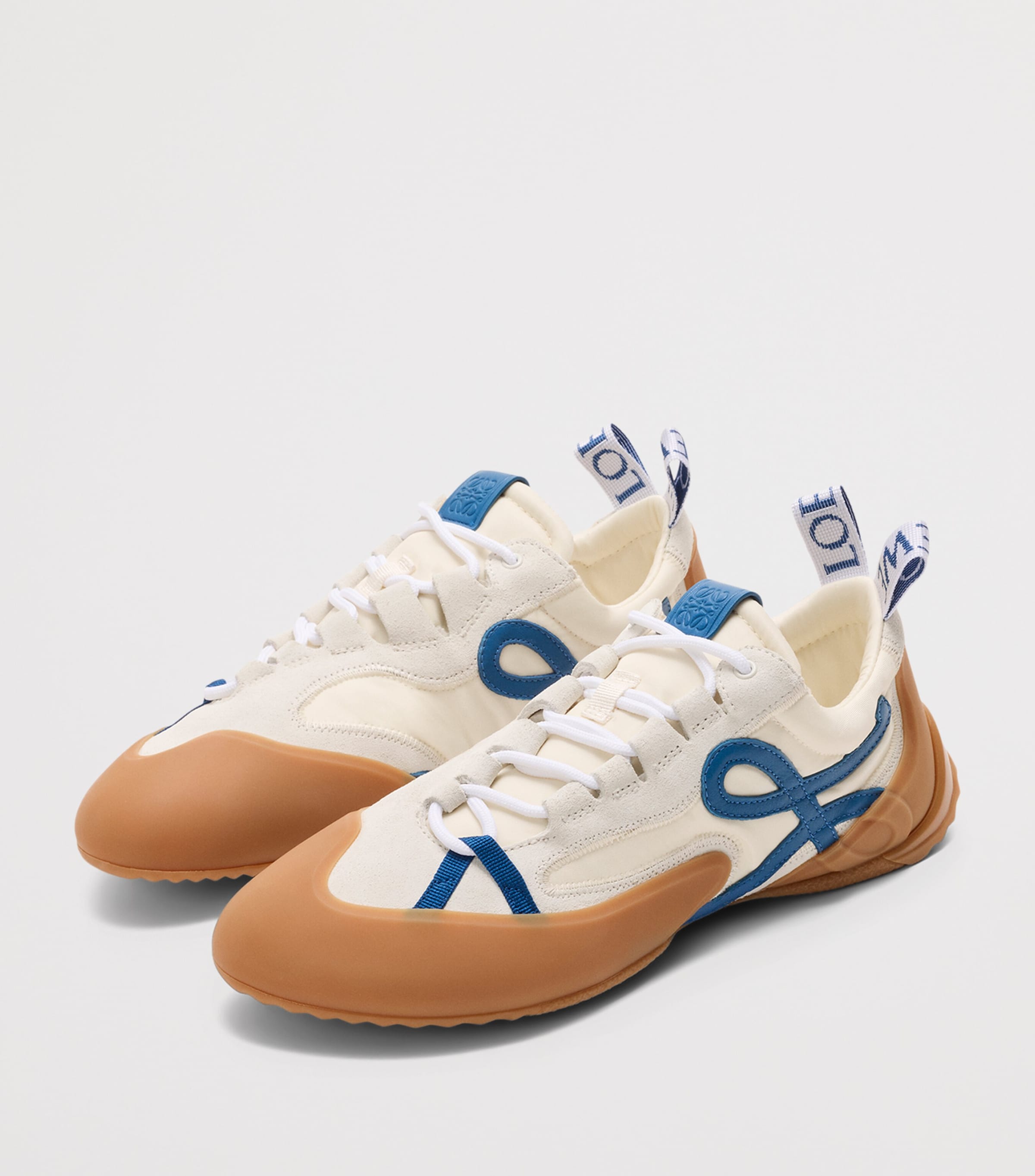 LOEWE Suede-Nylon Grip Sneakers White/blue Image 3