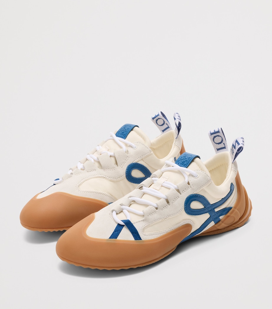LOEWE Suede-Nylon Grip Sneakers White/blue Image 3