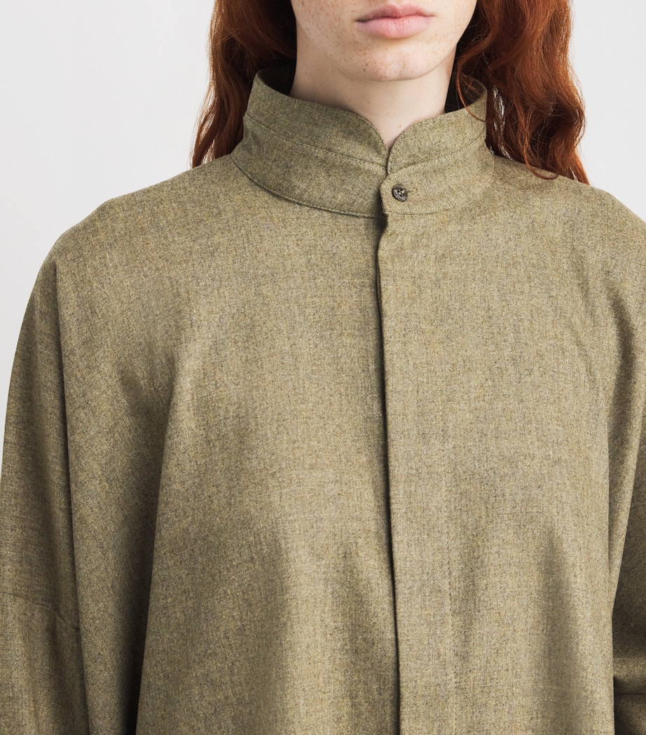 Cashmere-Wool Wide A-Line Shirt GRNSND Image 6