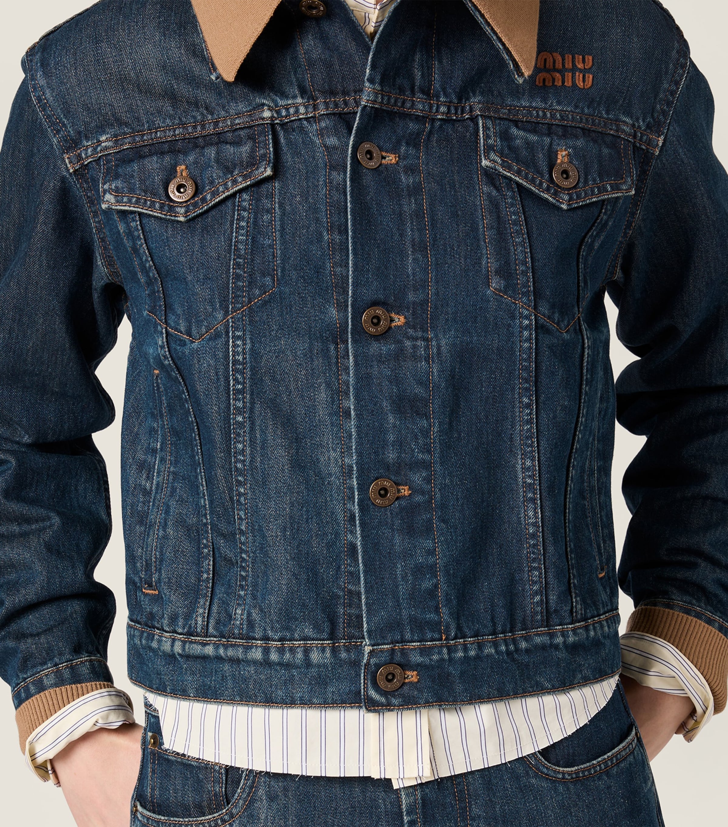 Miu Miu Womens Denim Blouson Jacket Image 6