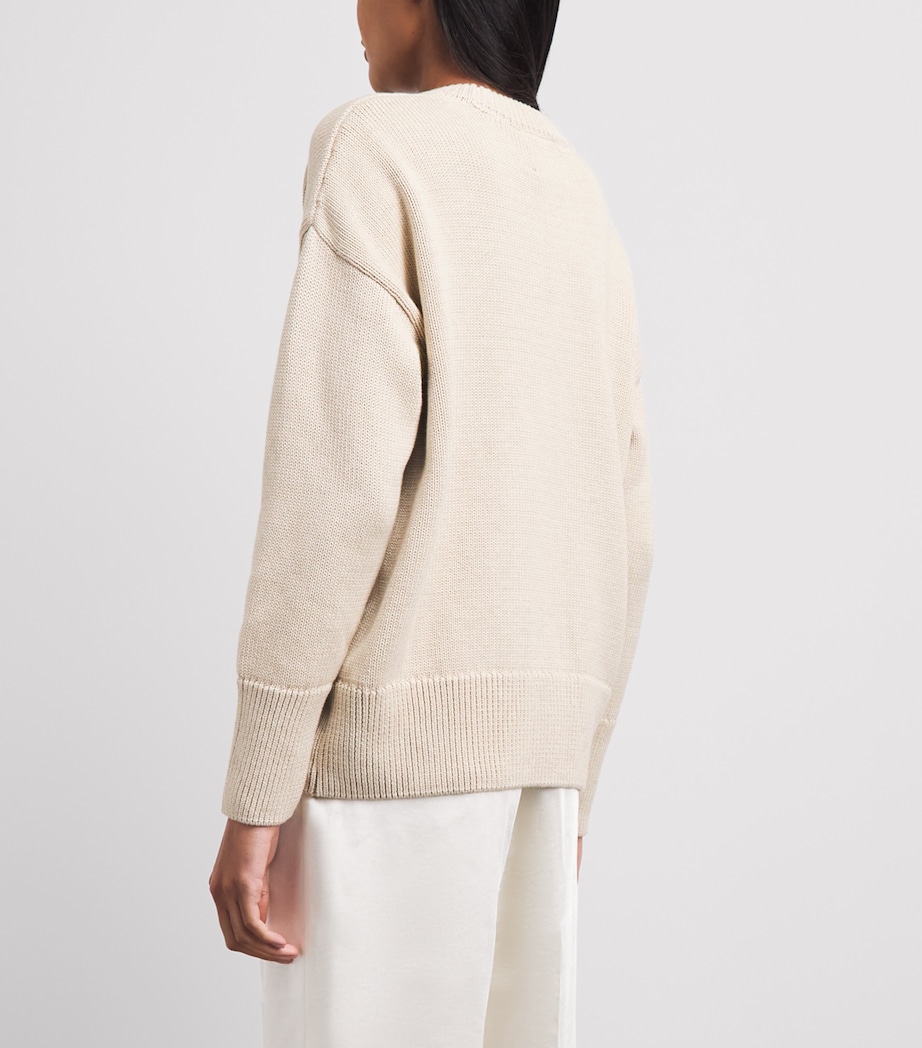 With Nothing Underneath Womens Cotton Cornwall Sweater Oatmeal Image 5