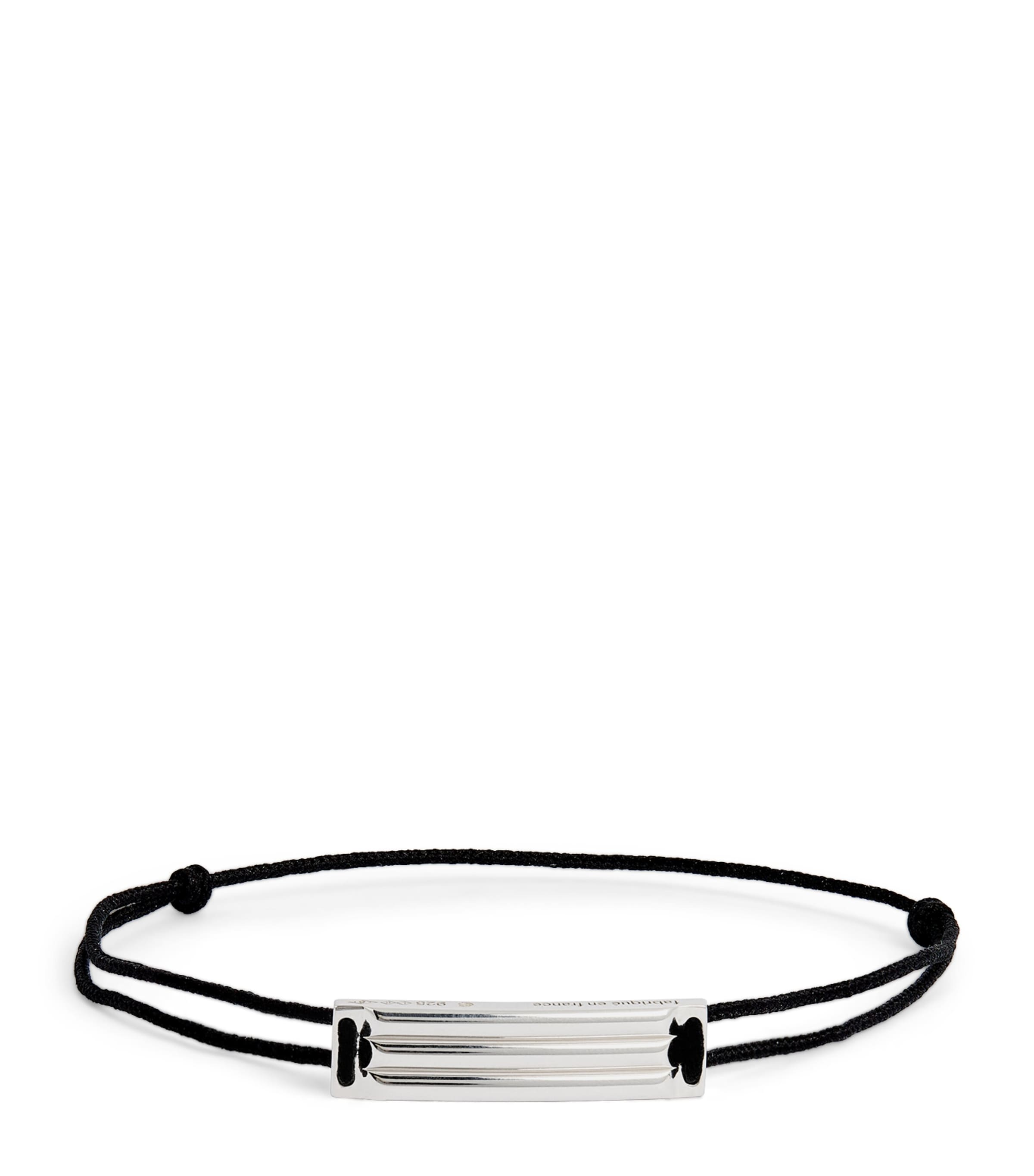 Le Gramme Sterling Silver Godron 5g Cord Bracelet In Black