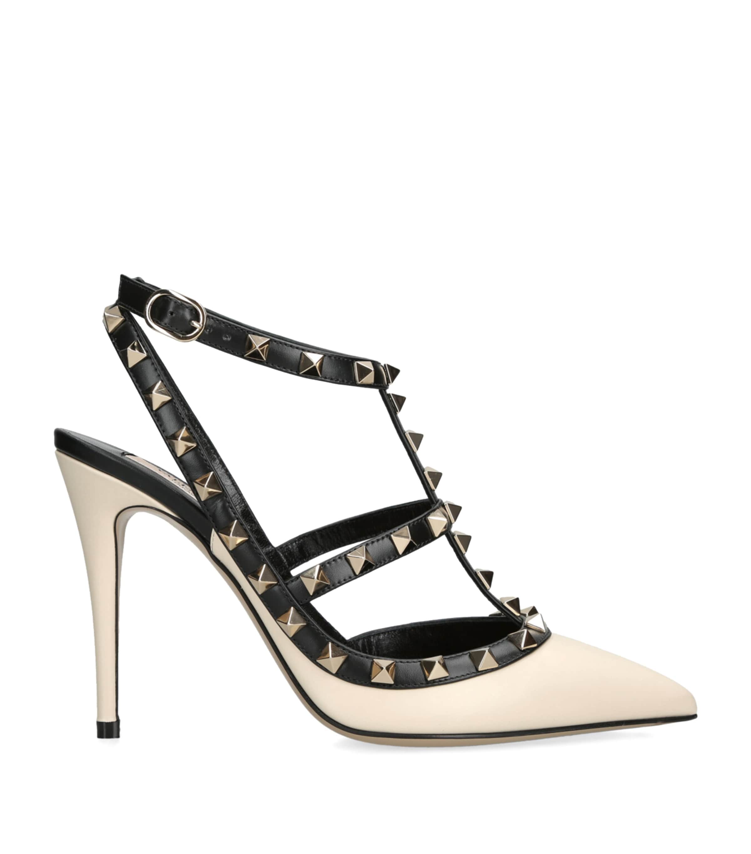 Valentino Rockstud 110 Leather Pumps In Beige