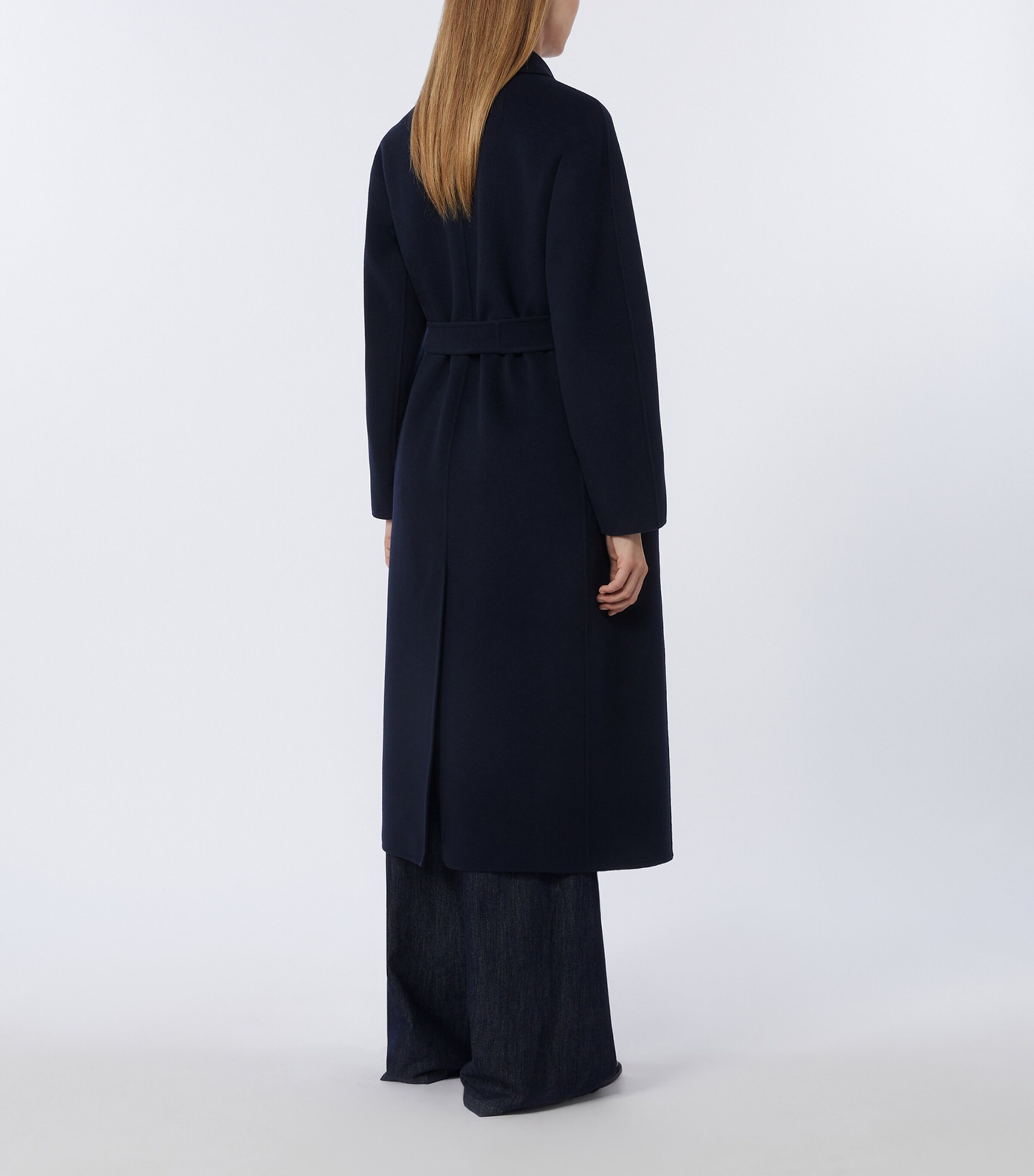Max Mara Womens Virgin Wool Belted Coat Midnightblue Image 4
