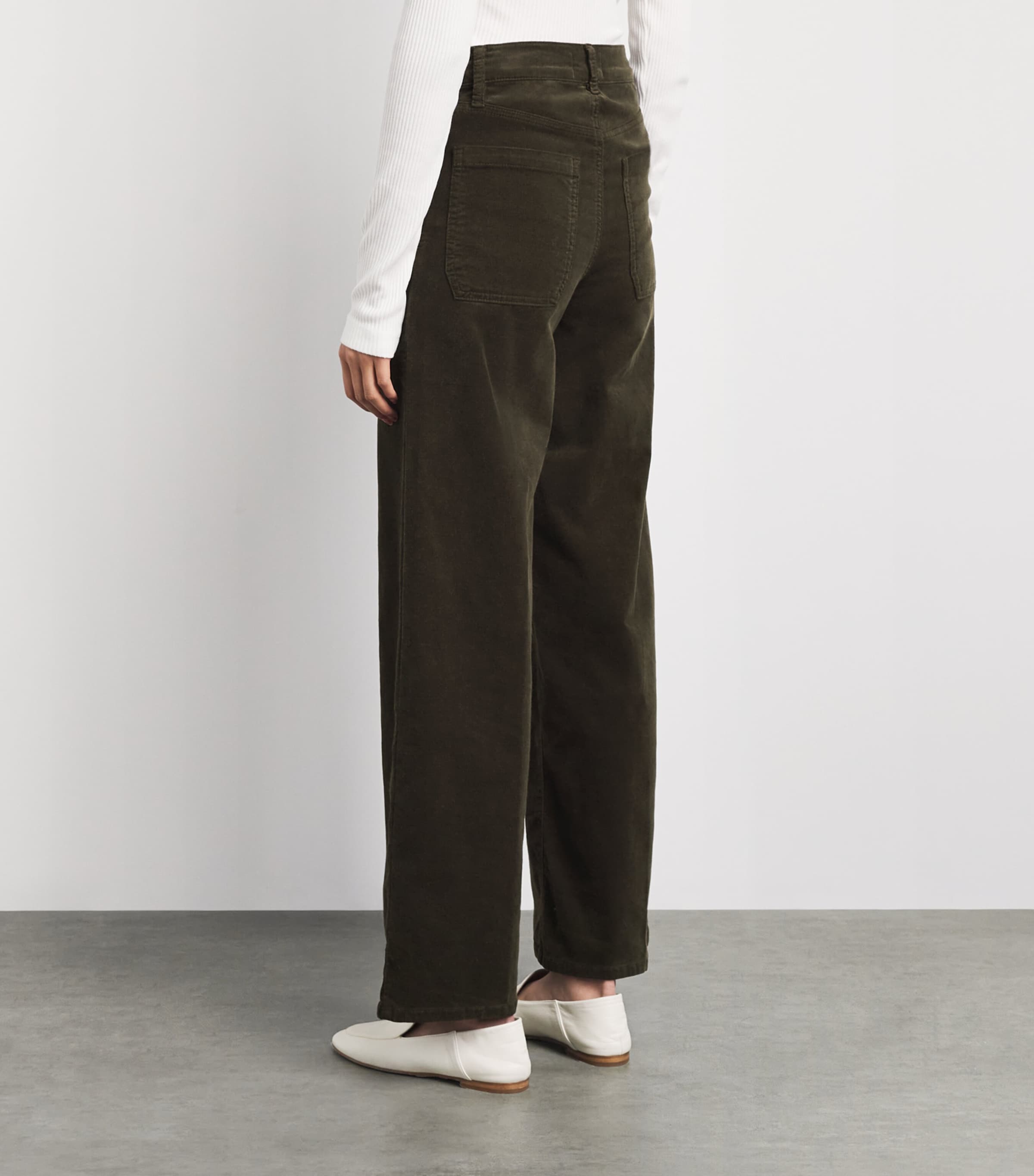 FRAME Womens Corduroy Le Slim Palazzo Wide-Leg Jeans Rich Military Image 5