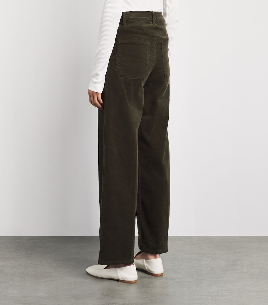 FRAME Womens Corduroy Le Slim Palazzo Wide-Leg Jeans Rich Military Image 5