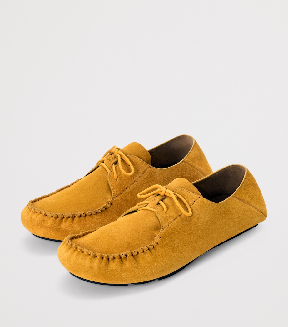 LOEWE Suede Rambla Boat Shoes Ochre Image 3